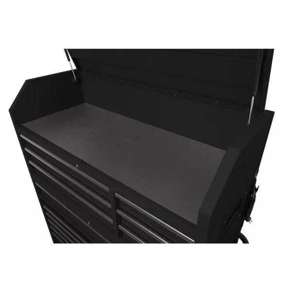 Coffre à outils et armoire combinés robustes de 142 cm de large et 18 tiroirs, noir mat