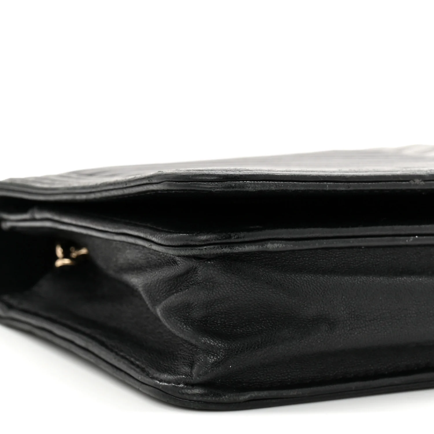 Lambskin Chevron Boy Wallet On Chain WOC Black
