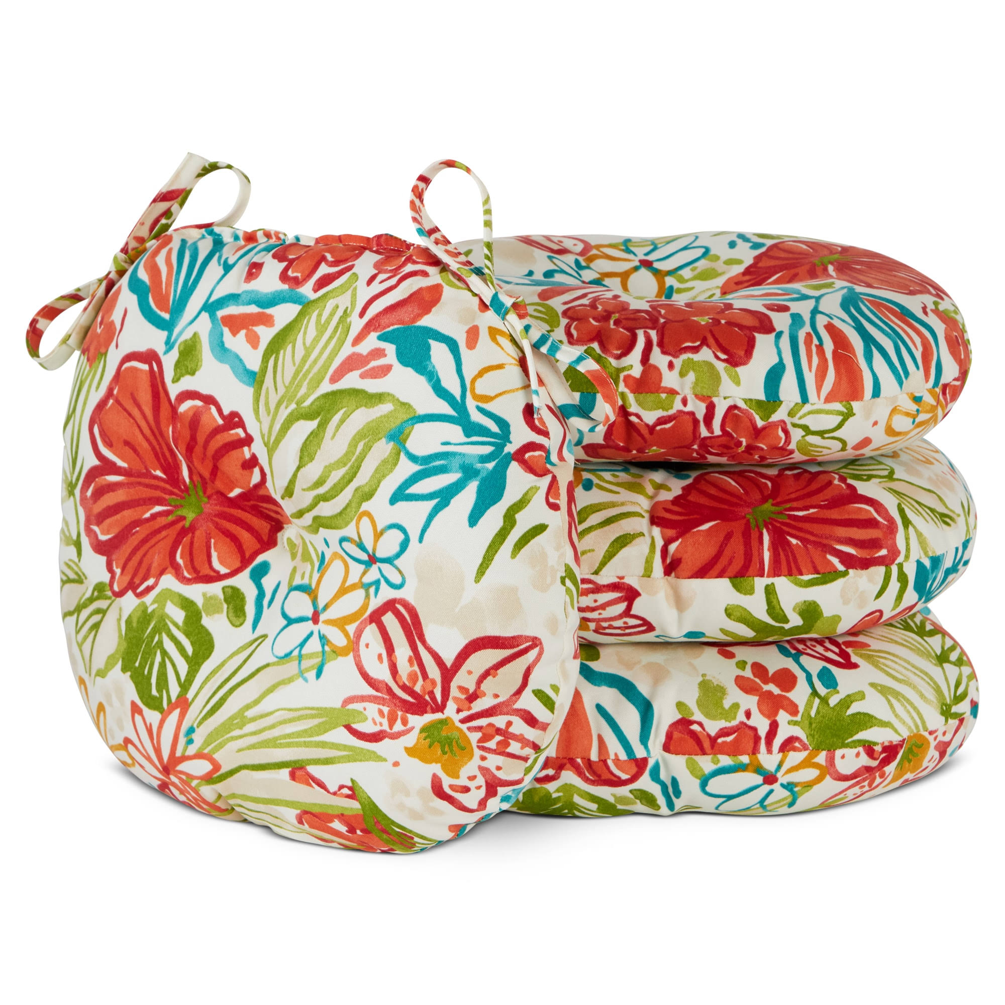 Greendale Home Fashions 15 in. Round Outdoor Bistro Seat Cushion - Set of 4 Breeze Floral