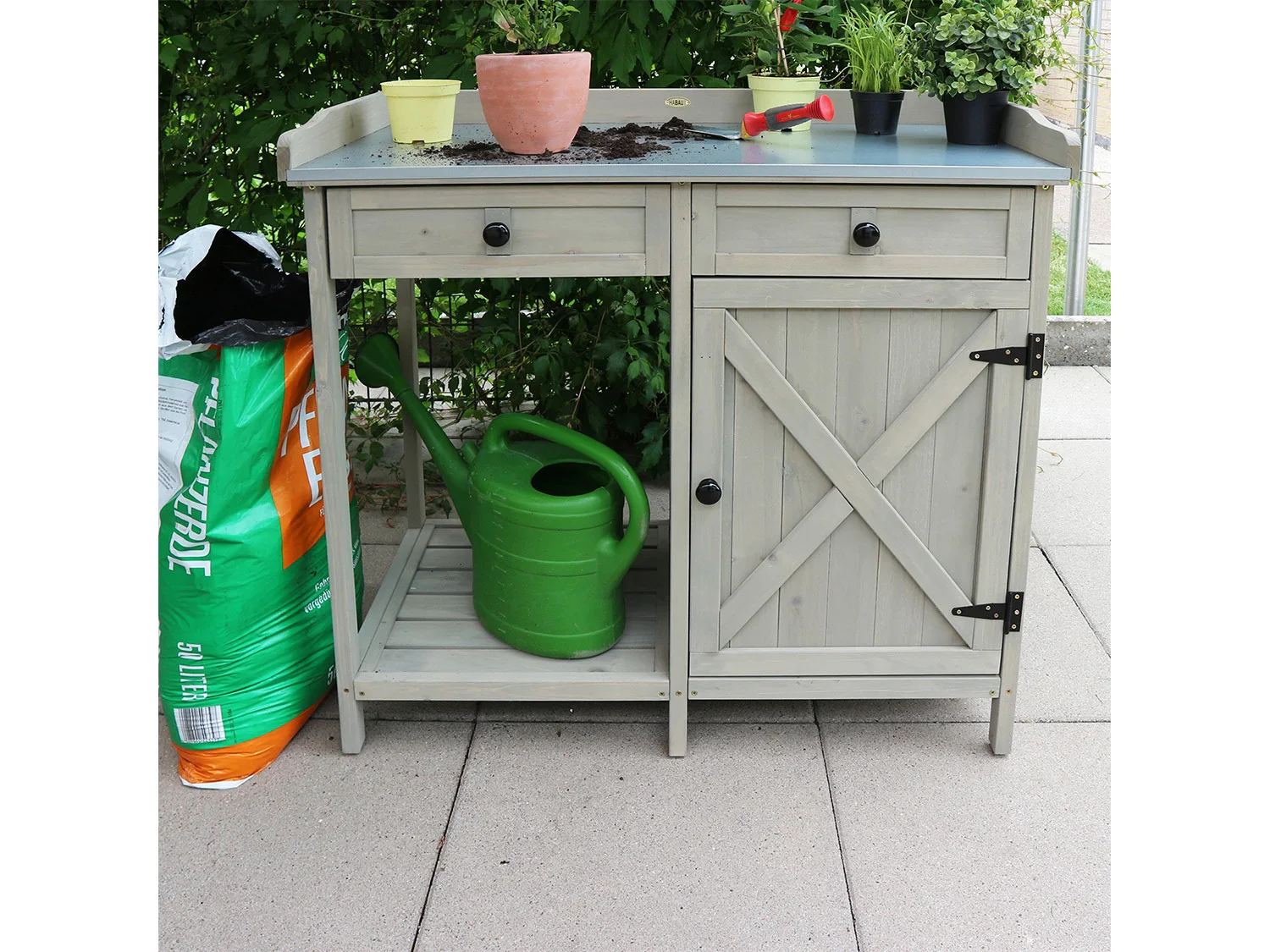HABAU Table de jardin avec armoire infrieure, 98 x 48 x 95 cm
