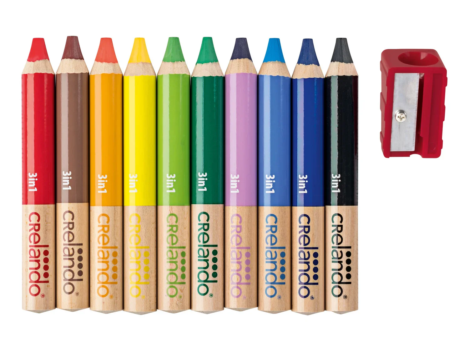 crelando Crayons de couleur 3 en 1, 10 pices