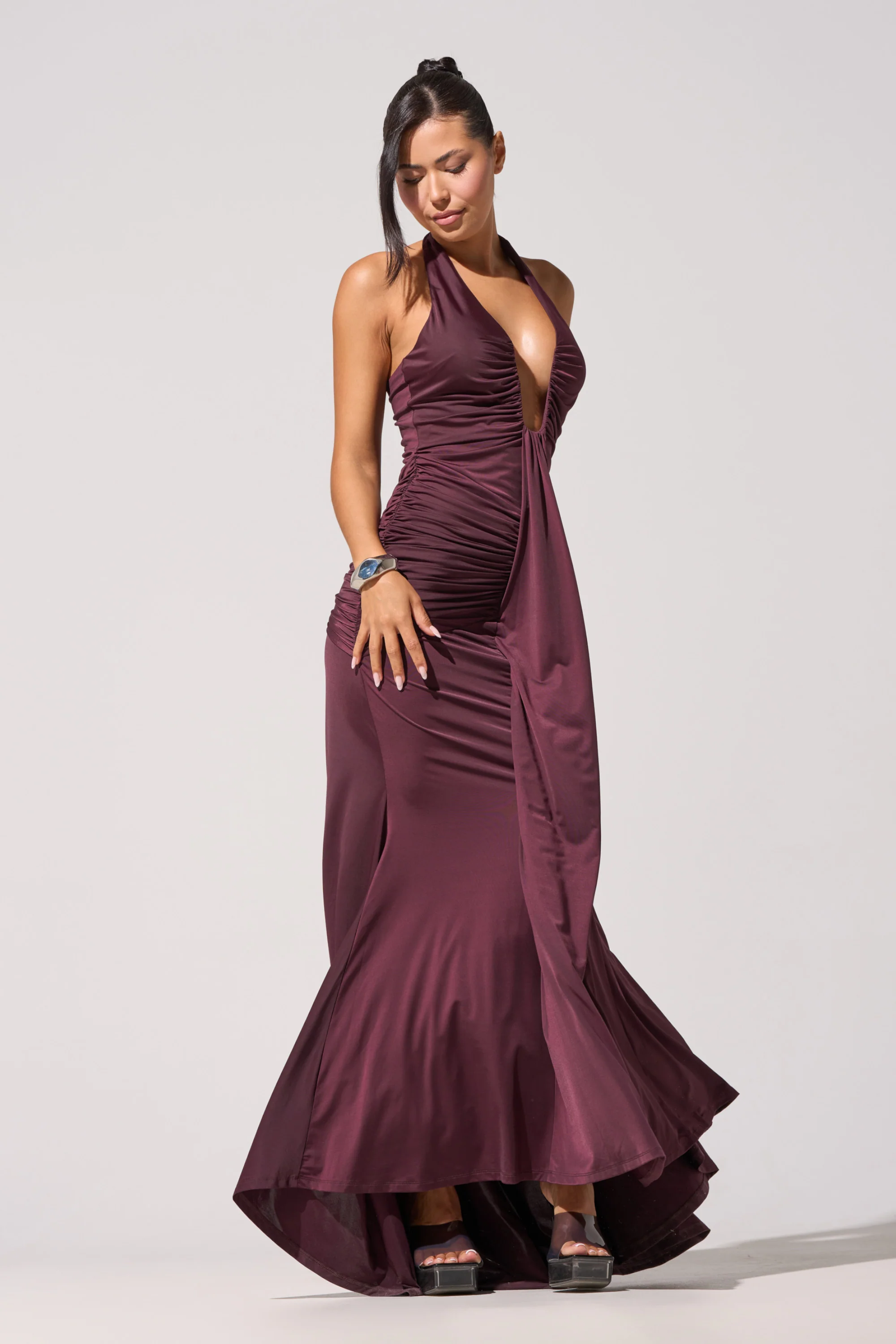 SET THE MOOD MESH HALTER MAXI DRESS - Akira Store