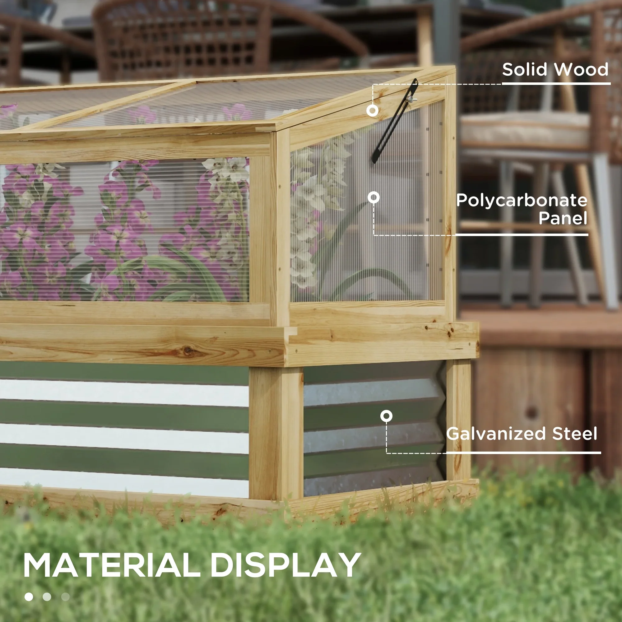 Outsunny Raised Garden Bed with Wooden Cold Frame, 41 x 22.5 x 28.25
