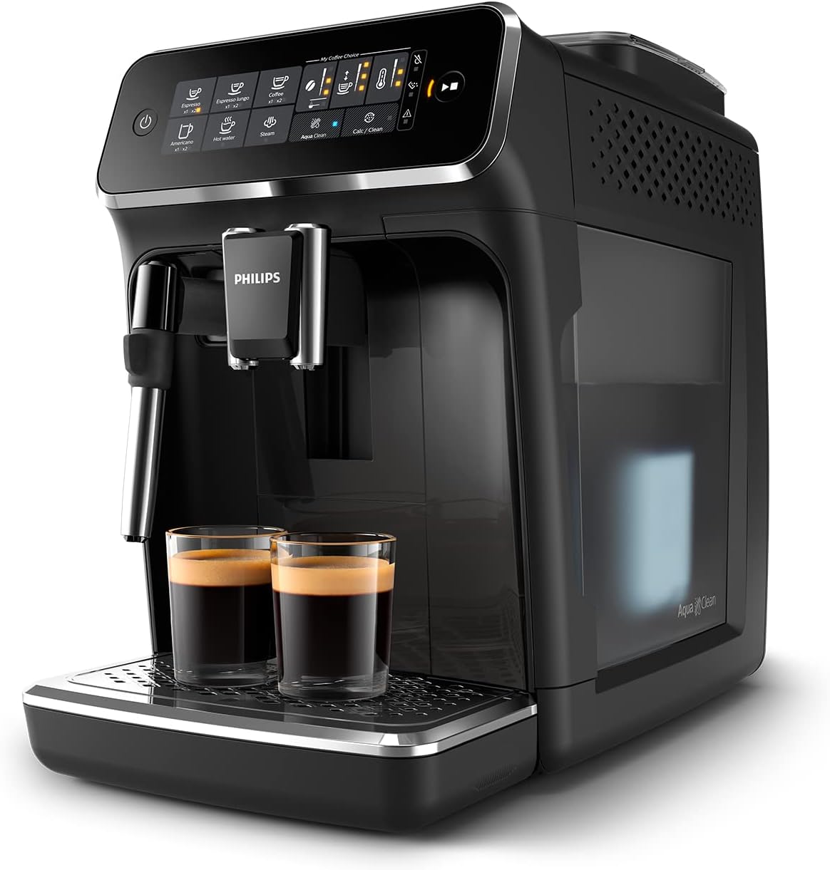 Machine à expresso entièrement automatique PHILIPS série 3200 - Mousseur à lait classique, 4 variétés de café, écran tactile intuitif, noir, (EP3221/44)