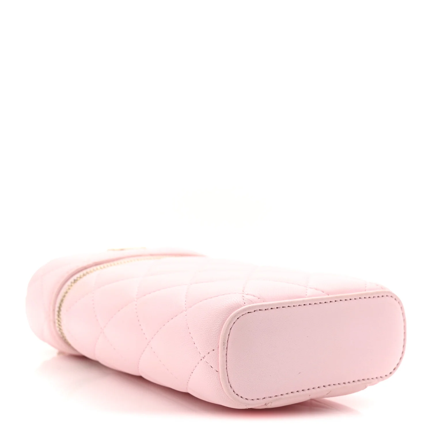 Lambskin Quilted Vertical Vanity Case With Chain Light Pink