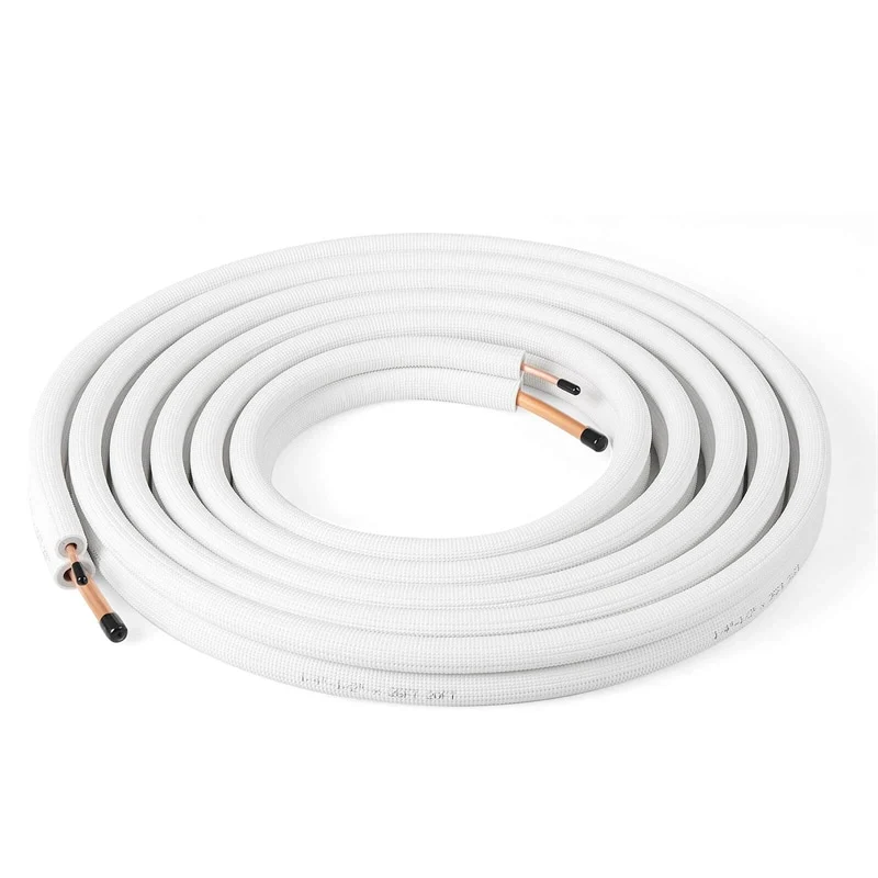 25/50 FT Mini Split Line Set, 3-Layer Thickened Insulation Copper Pipes Tubing Extension for Air Conditioner & Heat Pump Systems