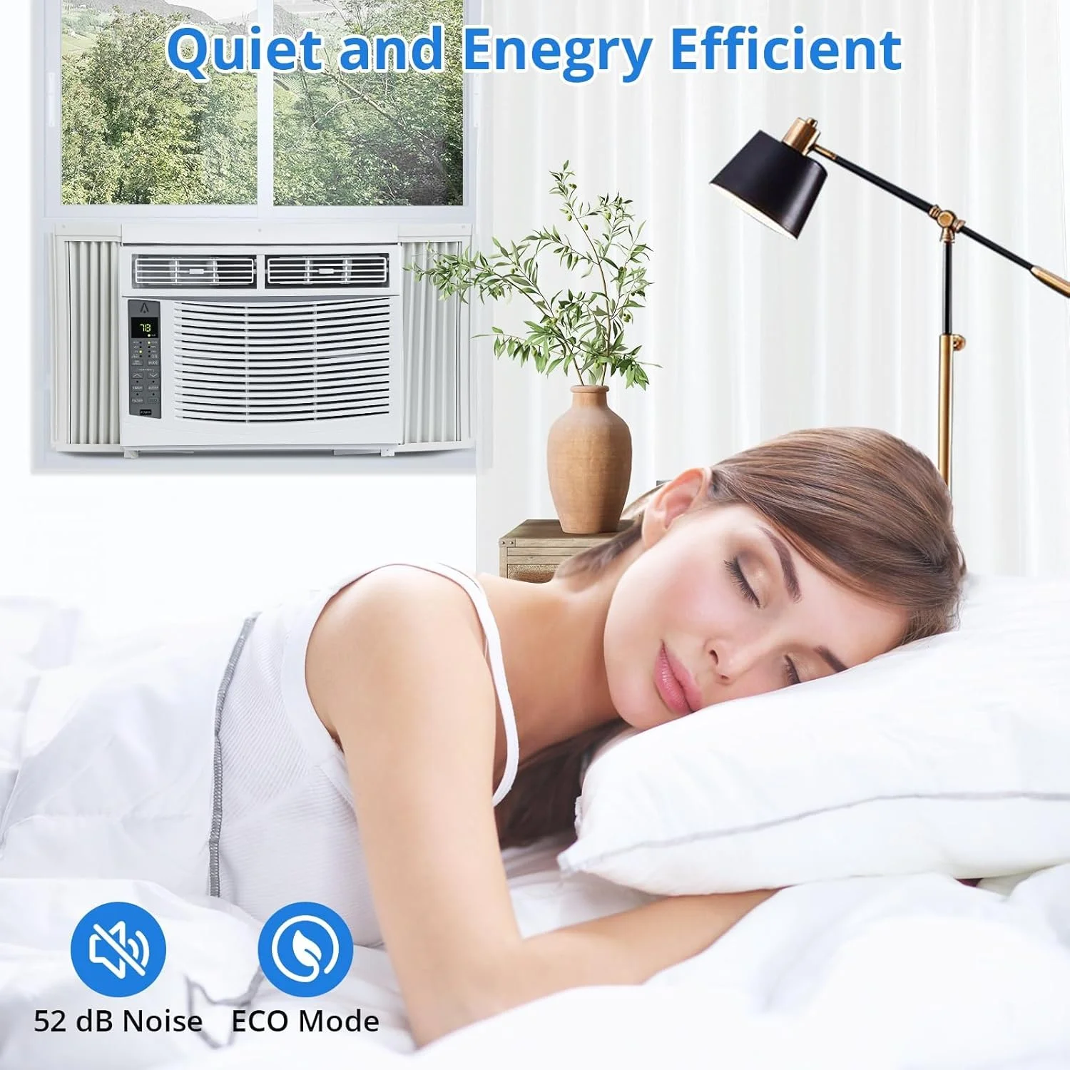GAOMON Smart 6000 BTU Window Air Conditioner - WiFi - Enabled AC with Remote & App Control, Timer, Sleep Mode, Easy Install Kit, Cools Rooms up to 350 Sq. Ft, 115V, White