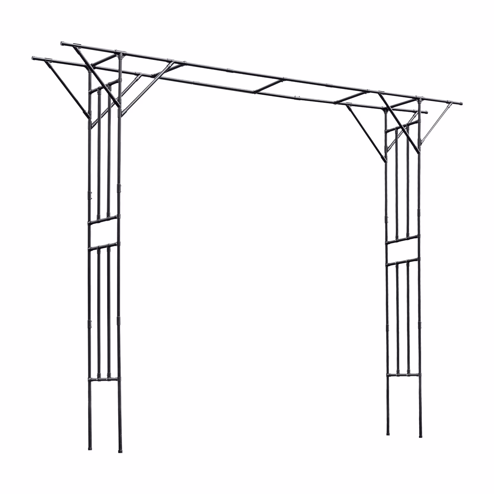 Black Garden Trellis Supersize Flattop Garden Arch for Wedding,141.7 L x 106 H Garden Arch Arbor Trellis for Climbing Plants Outdoor,Galvanized Steel Pipe Coated with Plastic