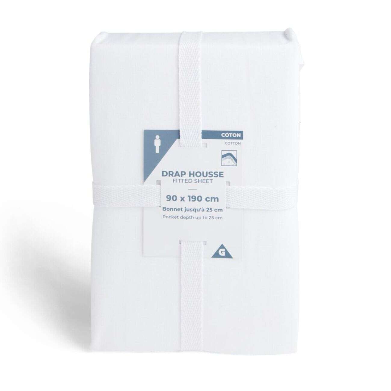 Drap housse 90x190cm 100% coton blanc