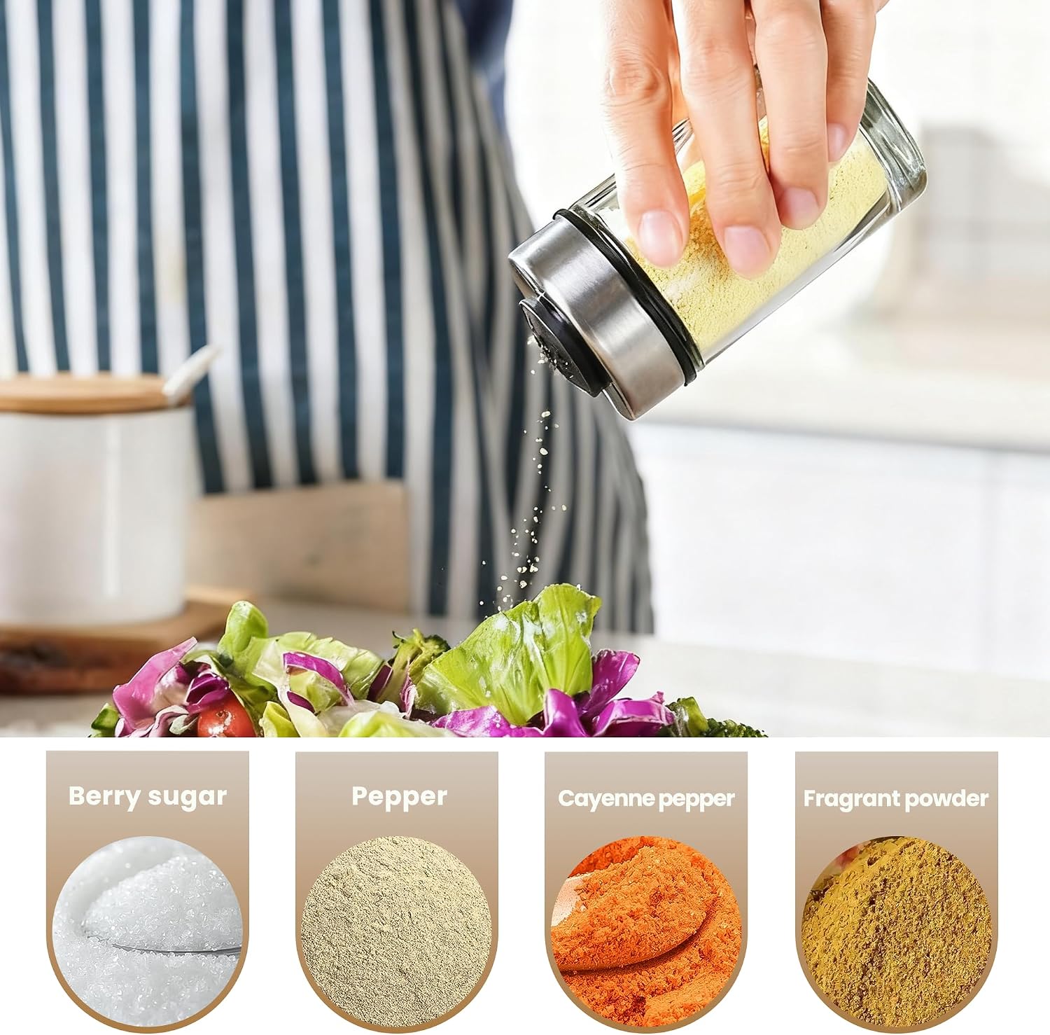 Mlici Oil and Vinegar Dispenser Set of 6 Bottles with 360° Rotating Holder