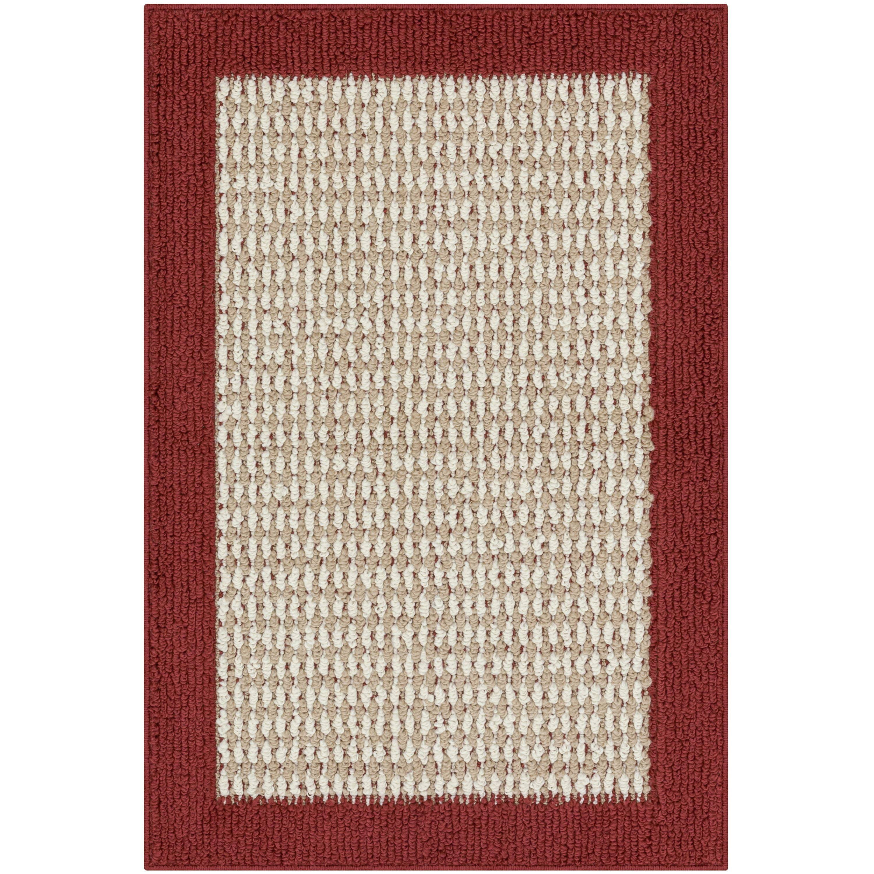 Mainstays Traditional Faux Sisal Border Red Indoor Accent Rug, 1'8