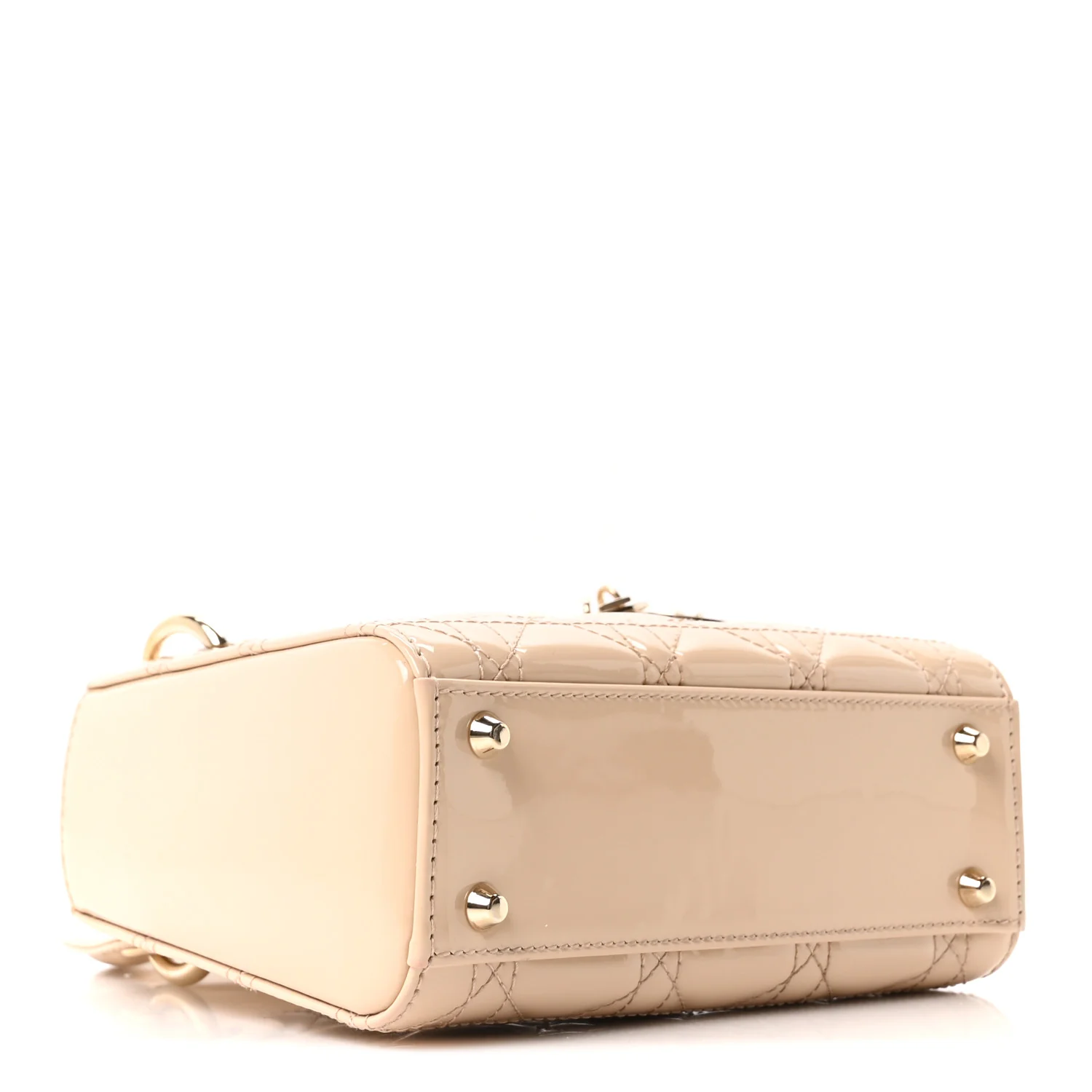 Patent Cannage Mini Lady Dior Beige