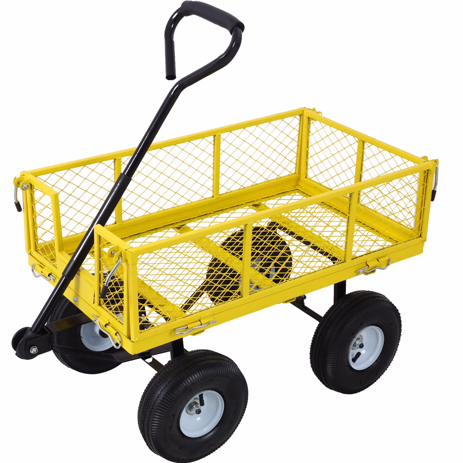 Steel Garden Cart, Heavy Duty 500 lbs Capacity Mesh Steel Garden Cart with Removable Mesh Sides, 180�� Rotating Handle and 9.5 in Tires, Utility Garden Carts and Wagons for Garden, Farm, Yard, Yellow(Yellow)