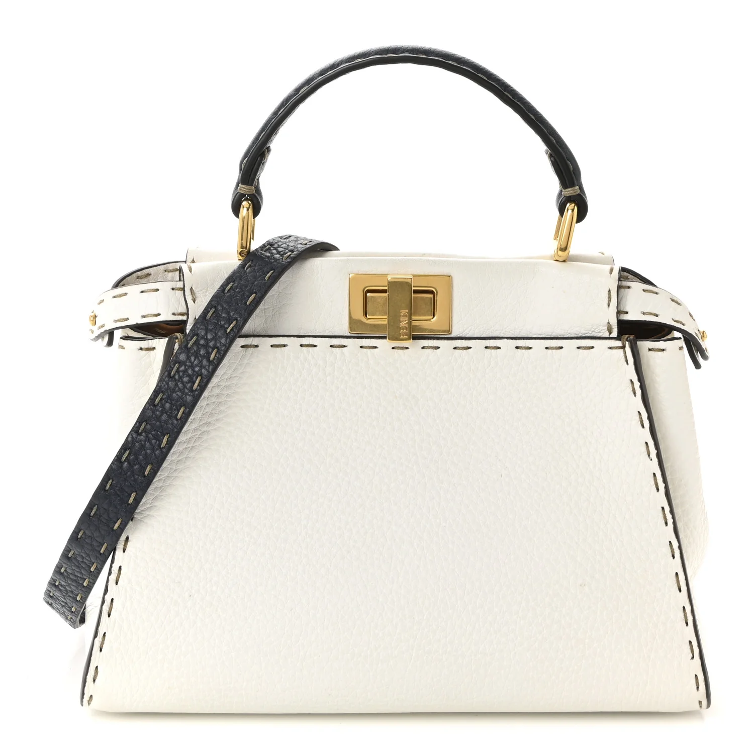 Cuoio Romano Selleria Tri-color Mini Peekaboo Iconic Satchel White Indaco Saddler