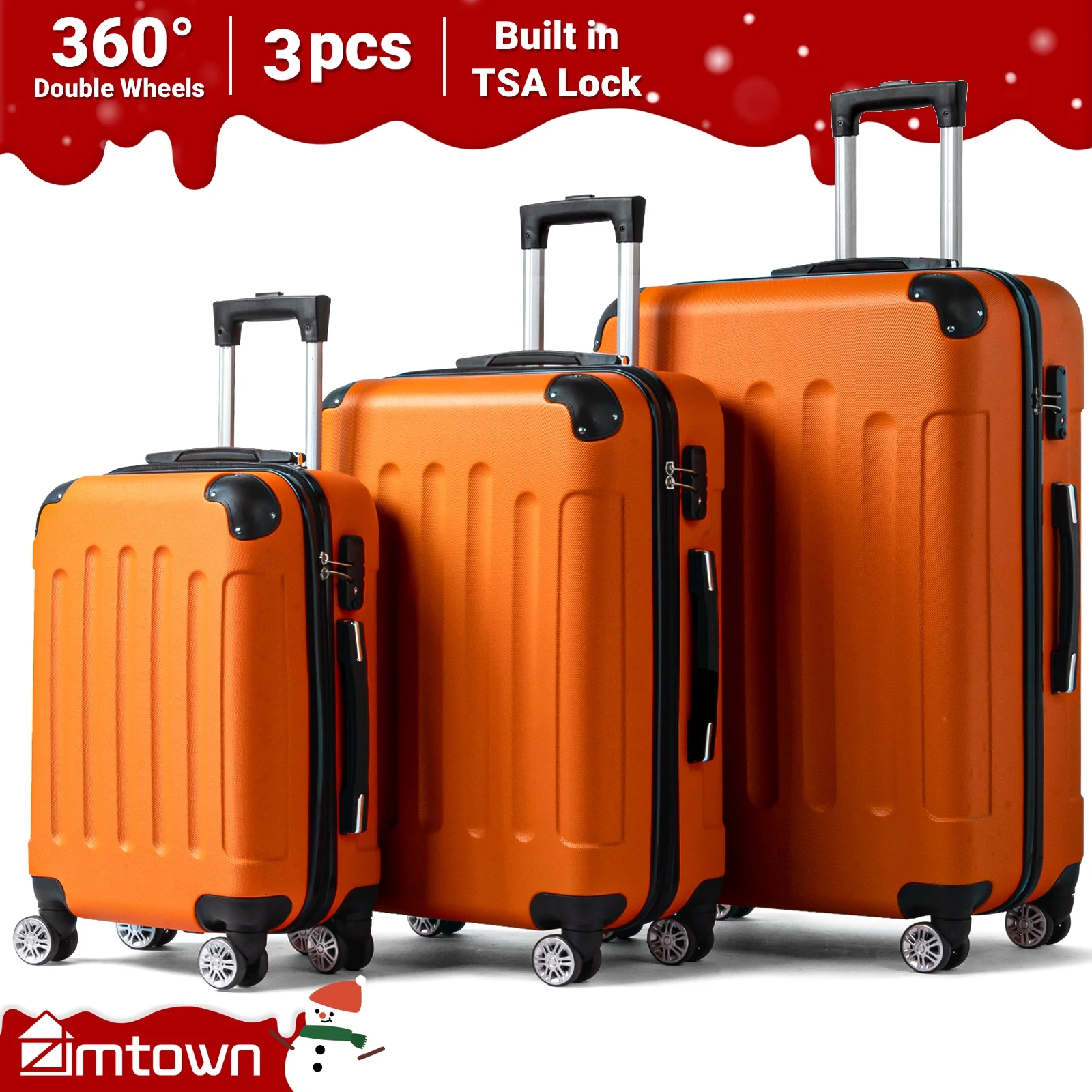 Zimtown Luggage 3 Piece Set Suitcase ABS Hardside Lightweight with TSA Lock Spinner Wheels, Beige