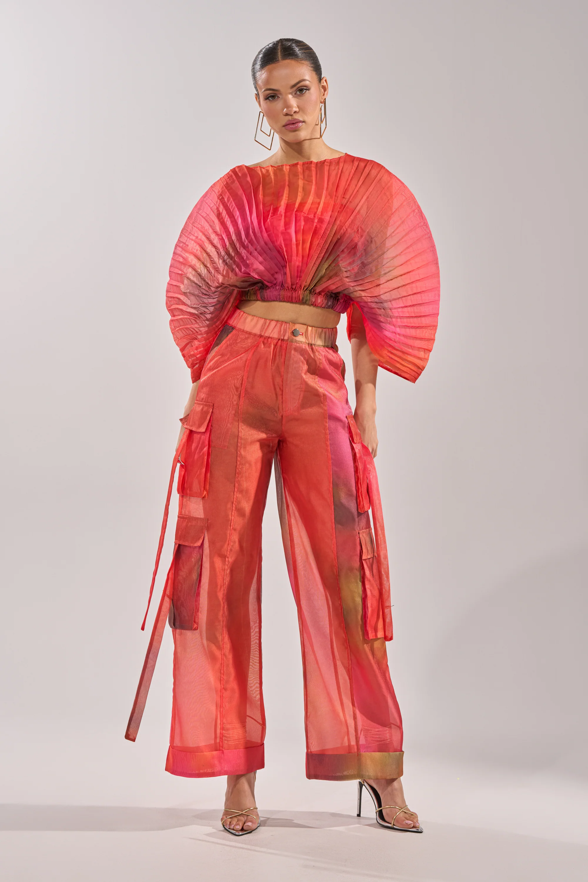 STAINED RED LIGHTWEIGHT CARGO PANT - Akira Store