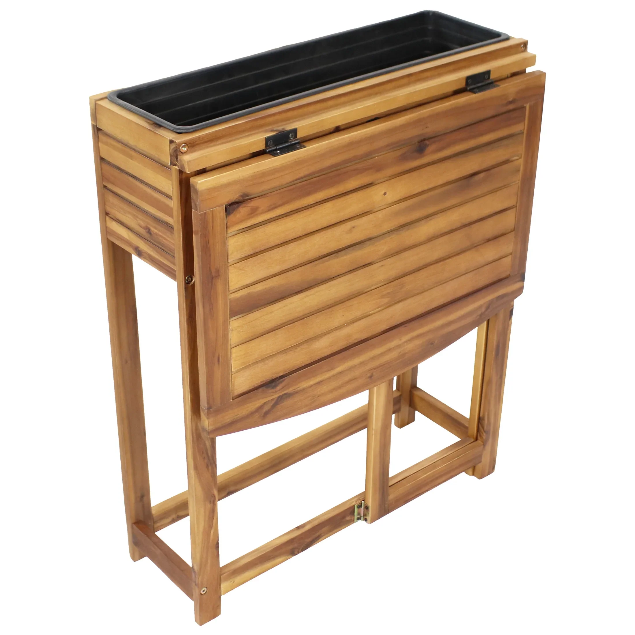 Sunnydaze 24.25 x 25 x 30.5 Natural Acacia Wood Rectangular Raised Garden Bed with Shelf