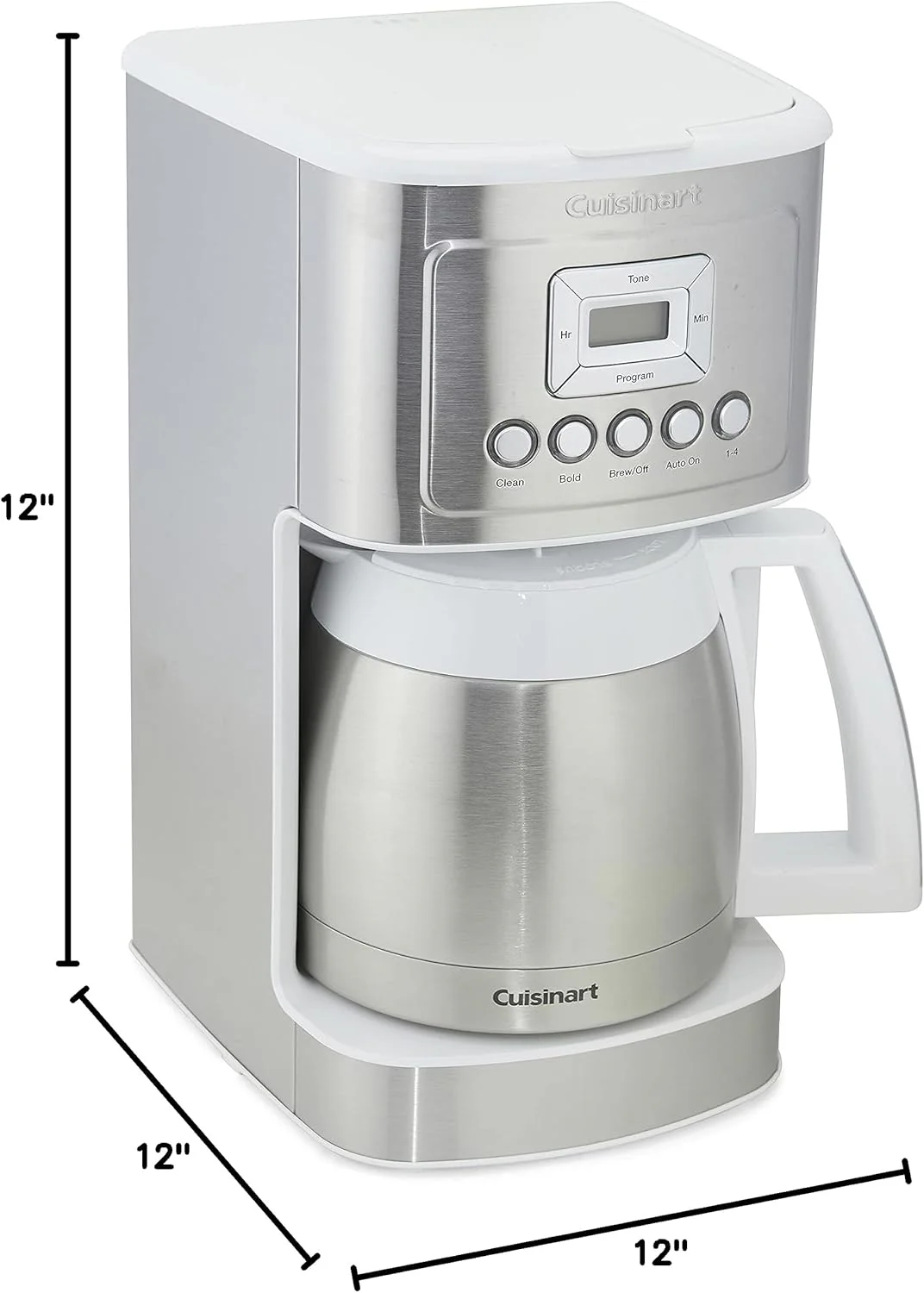 Cafetière Cuisinart 12 tasses, cafetière programmable PerfecTemp avec verseuse isotherme, réglage de 1 à 4 tasses, contrôle de l'intensité du café et fonction pause, acier inoxydable, DCC-3400NAS, argent