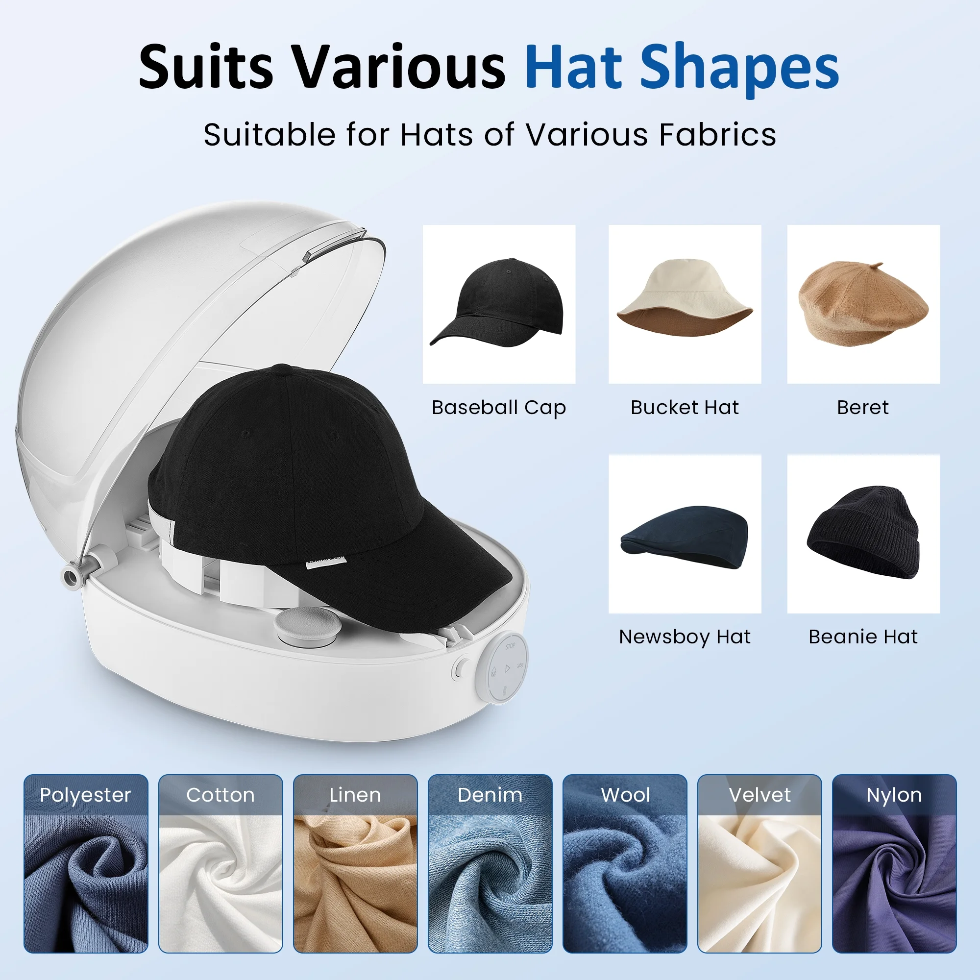 Hat Care Machine for Iron and Dry(White) Image 6
