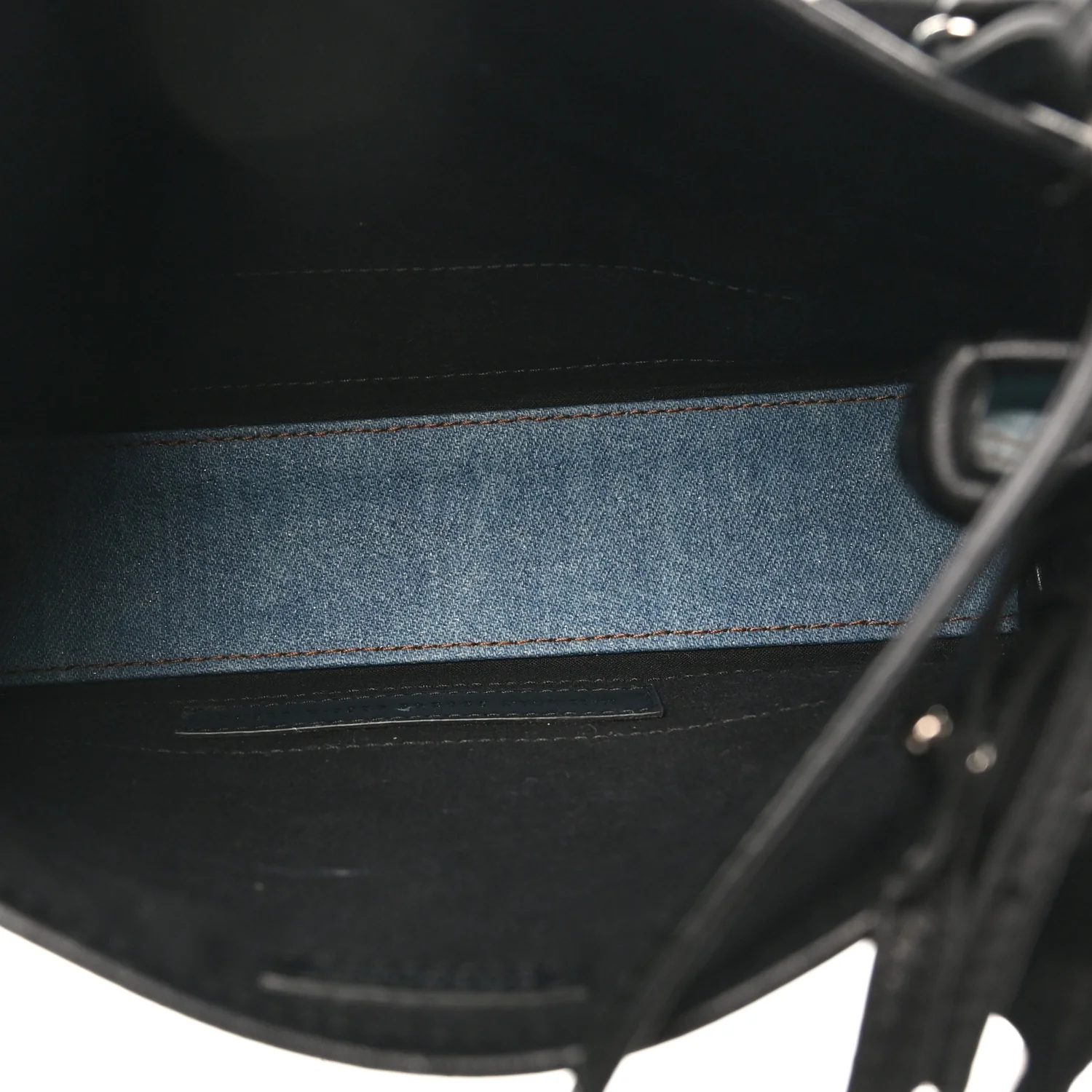 Denim  Fabric Satin Calfskin Navy Cabas XS Blue Black