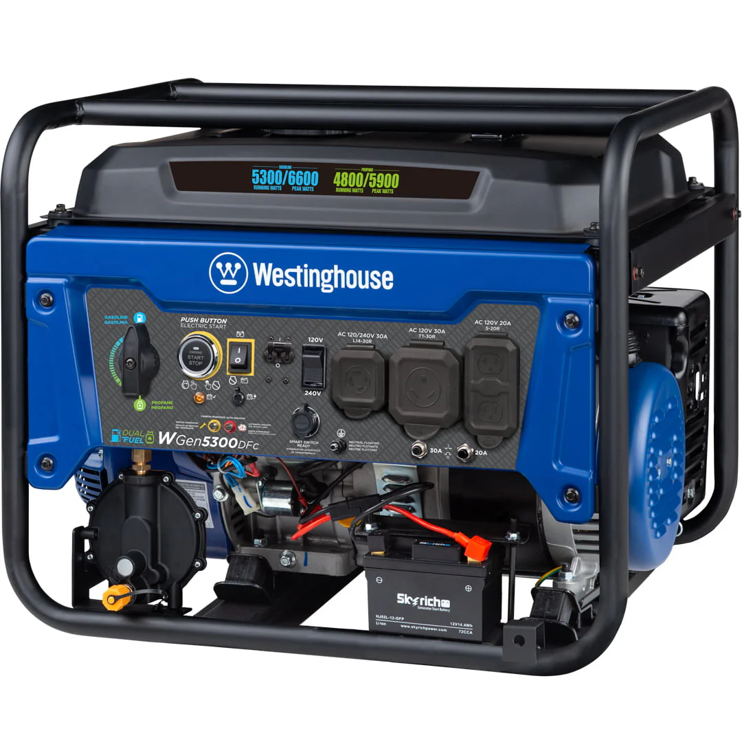 Westinghouse 6600 Peak Watt Home Backup Dual Fuel Portable Generator w/ Remote Electric Start CO Sensor Image 8
