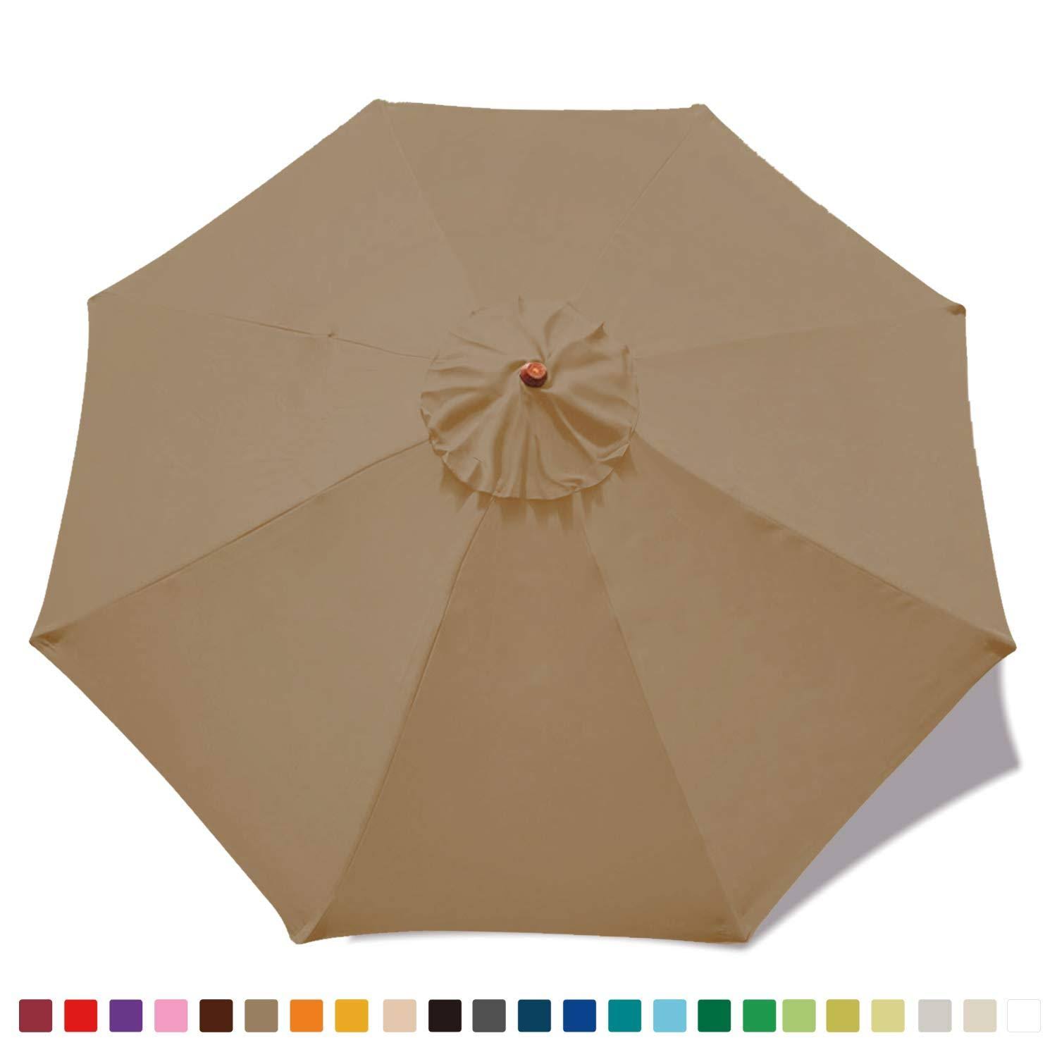 MASTERCANOPY Patio Umbrella Replacement Canopy for 8 Ribs 9ft / Khaki