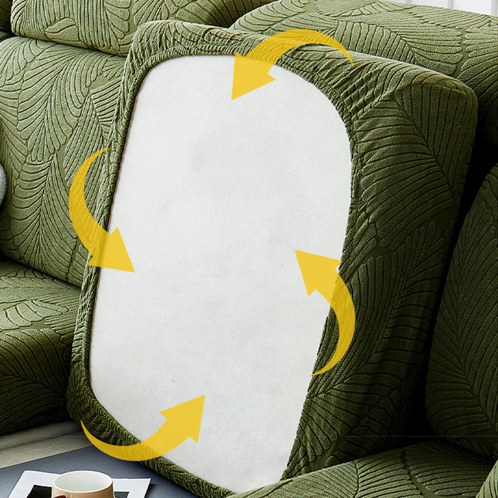 Modern Leaf Jacquard Water-Repellent Anti-Scratch Stretch Full Wrap Sectional Couch Cover