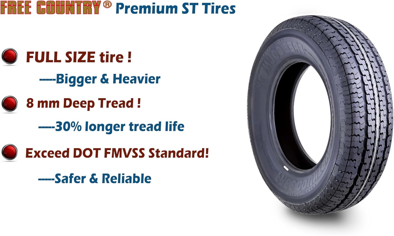 Ensemble de 4 pneus de remorque robustes ST205/75R15 205 75 15 10 plis, indice de charge E, à carcasse radiale en acier avec protection anti-abrasion