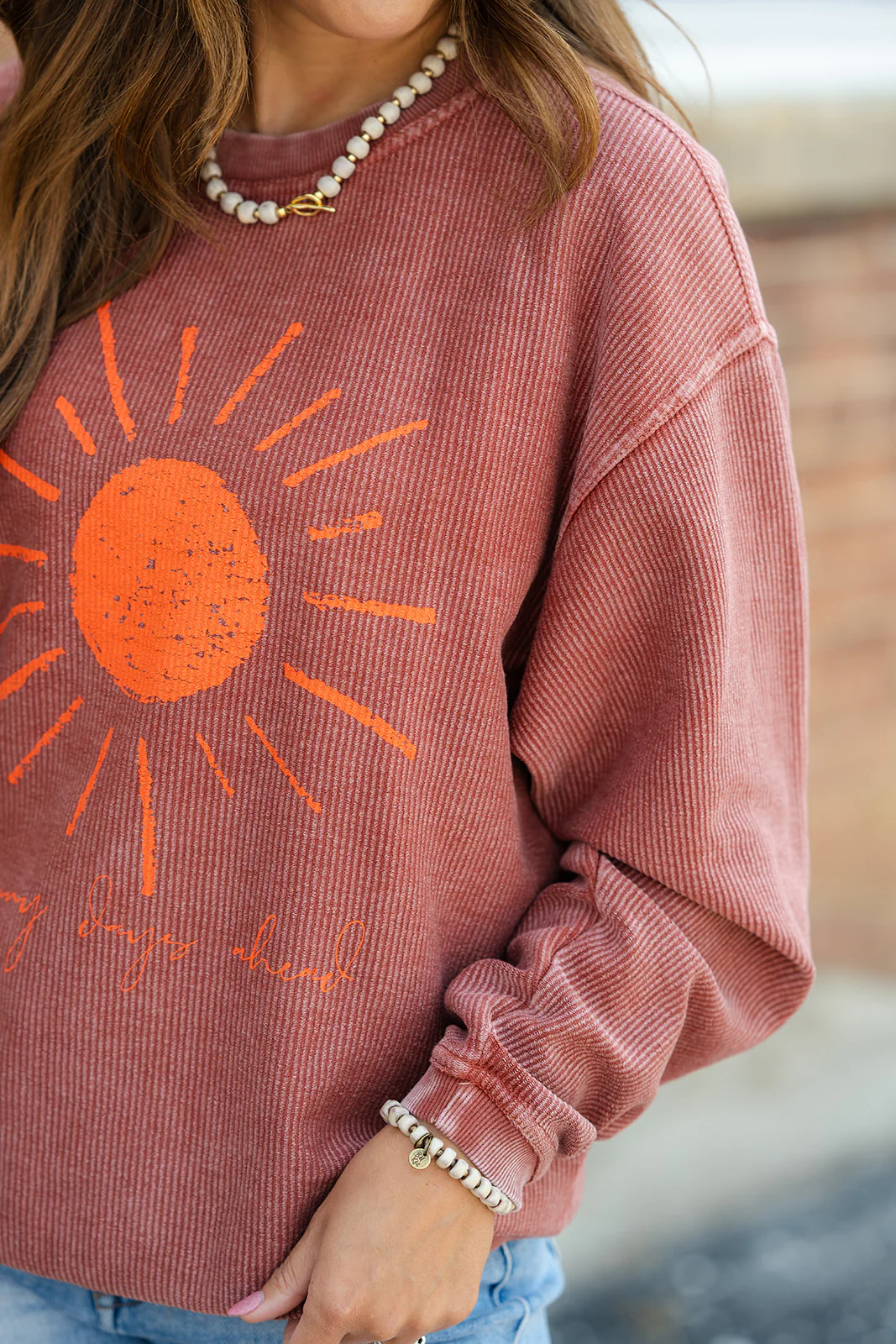 Sunny Days Ahead Ribbed Graphic Crewneck