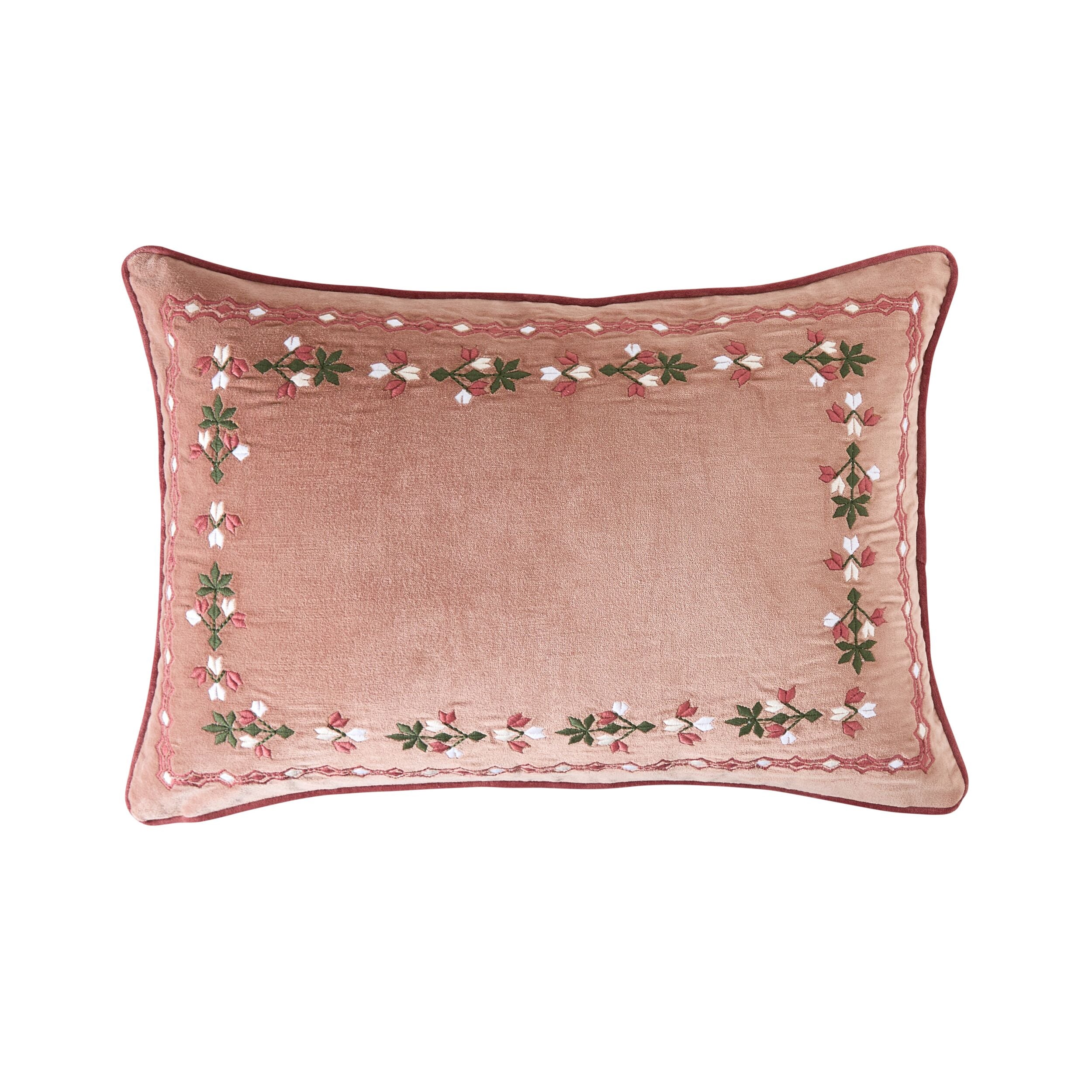 Valencia Floral Border Cushion Rose 40x60cm