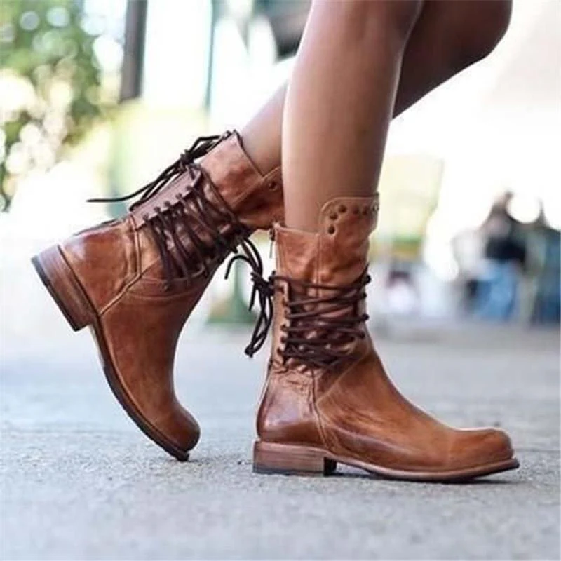 Camille | Bottines Mi-Mollet Cloutées Vintage