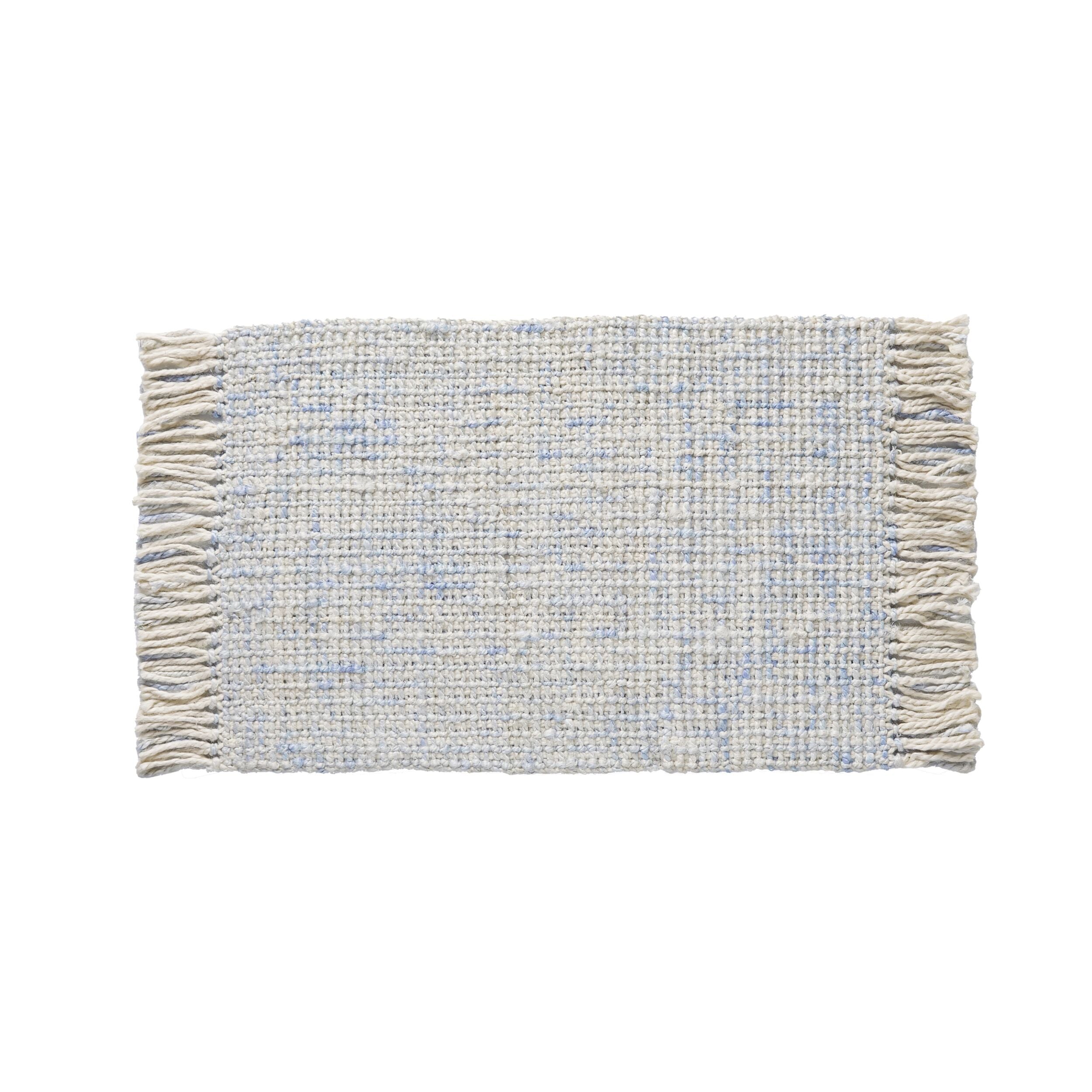 Blue Boucle Fringed Jute Doormat 90cm
