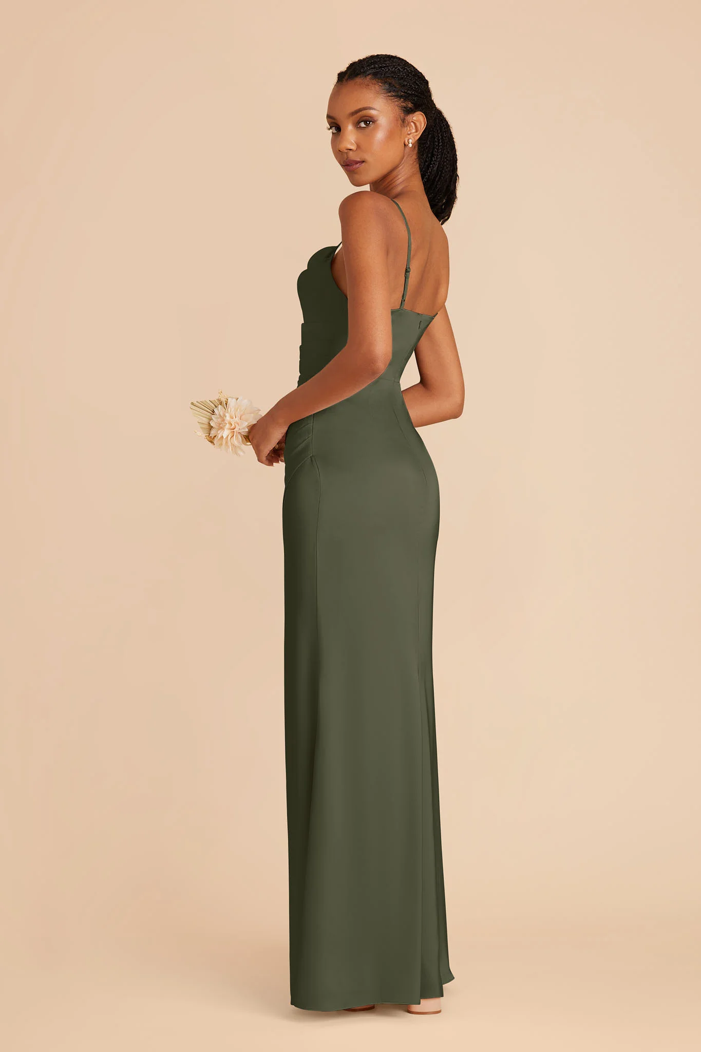 Lydia Dress Matte Satin Olive