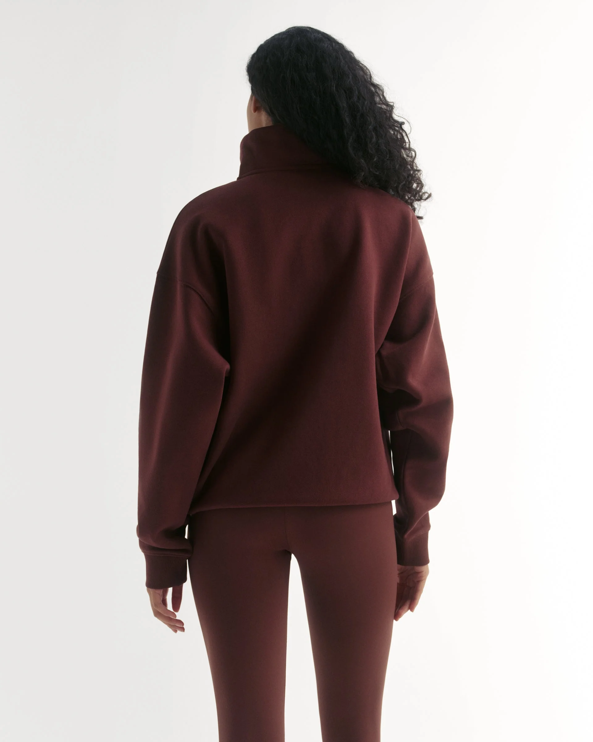 Classics Relaxed Funnel Neck Zip Sweatshirt - Mulberry Red/Marshmallow White