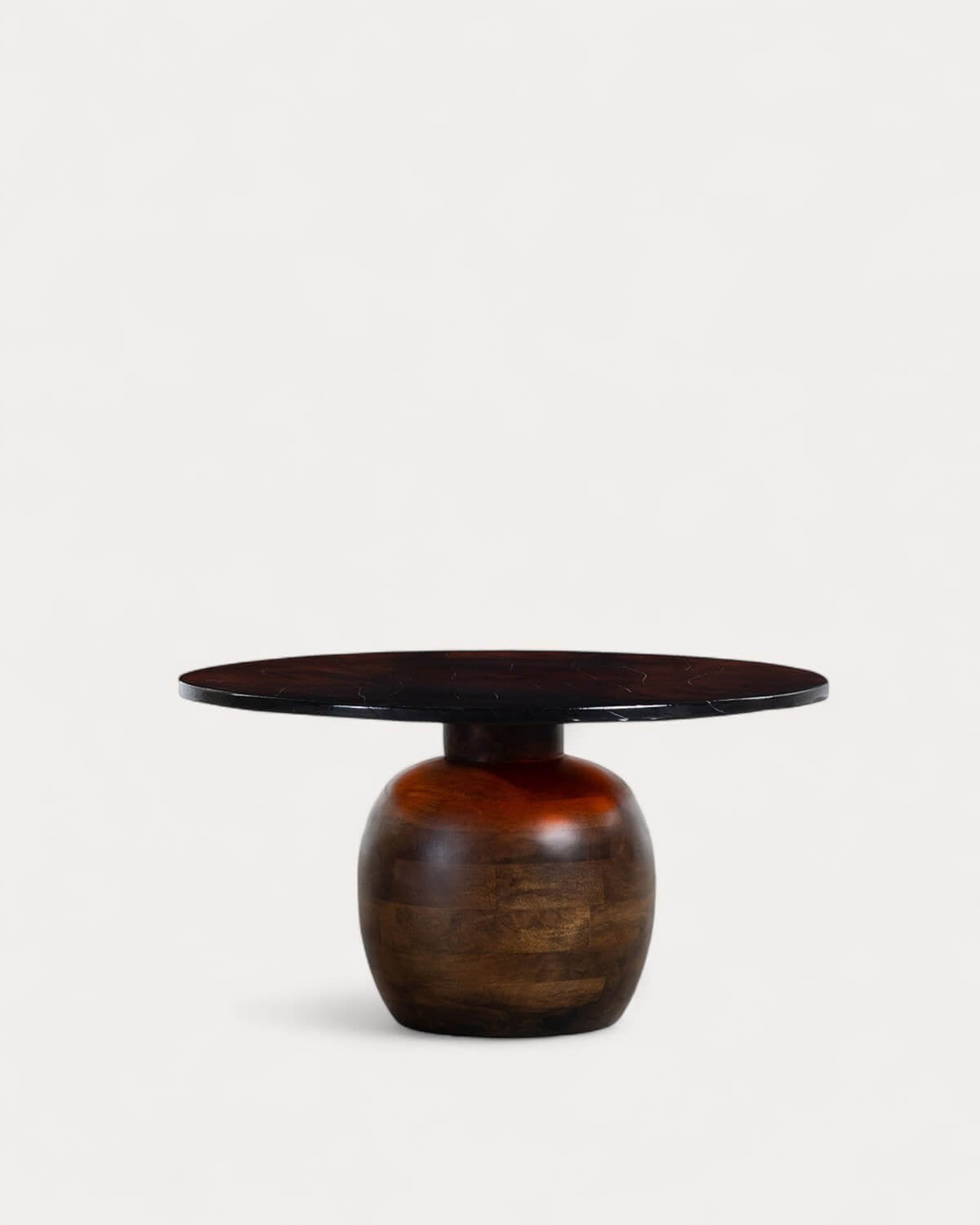 Diua - Mesa de Centro Redonda de Madera de Mango y Cristal (Ø82 cm) Diua