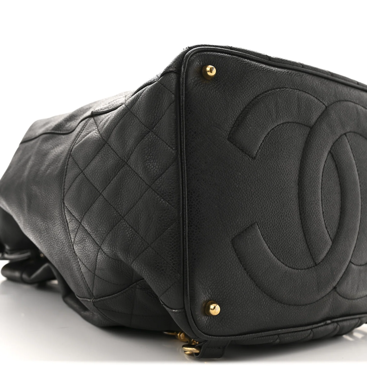 Caviar Quilted Drawstring Backpack Black