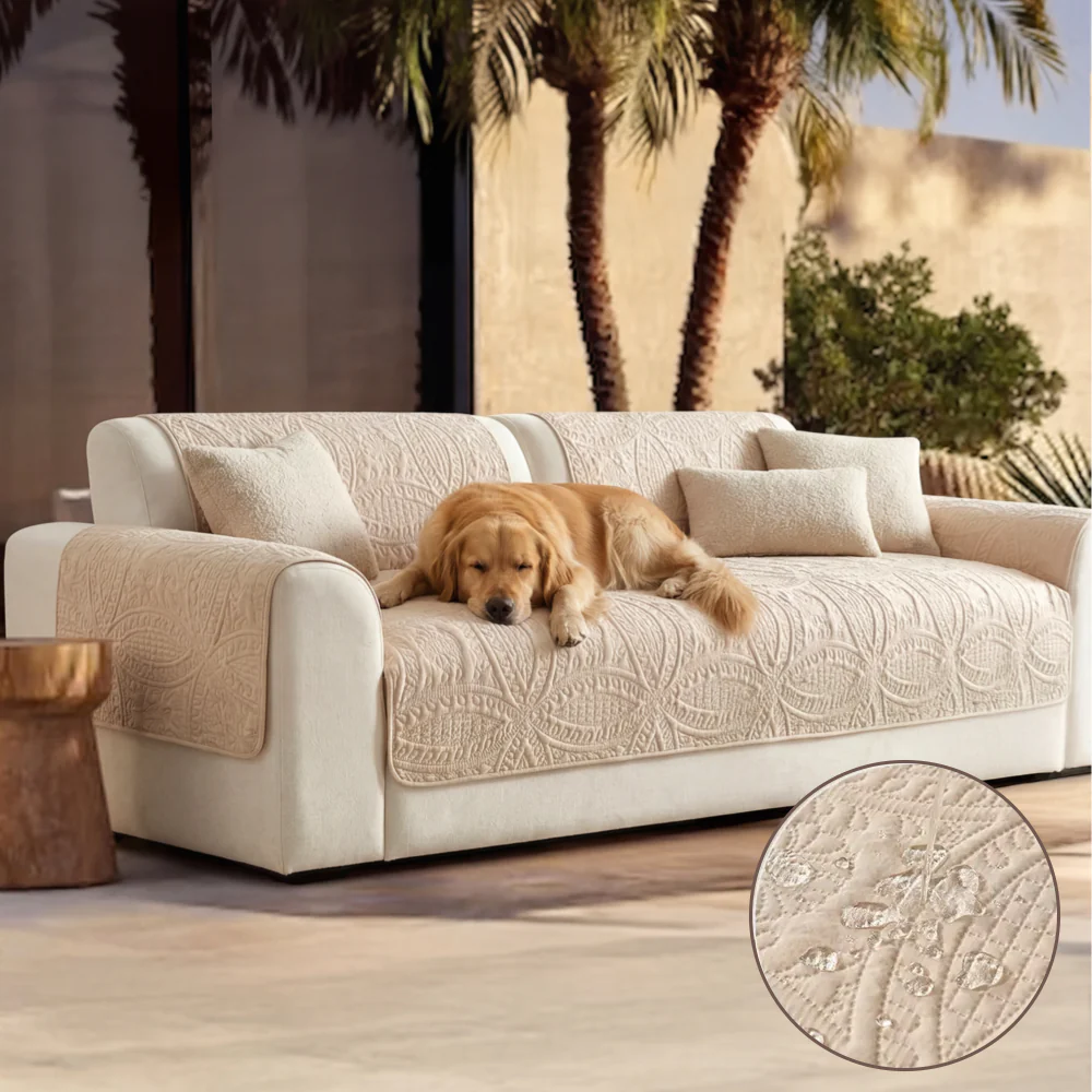Water-Repellent Brushed Fabric All-Season Breathable Non-Slip Outdoor Couch Cover