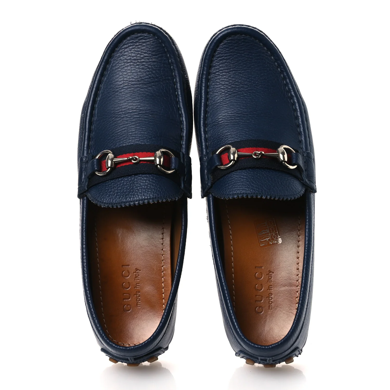 Road Calfskin Web Mens Horsebit Driver Loafers 9 Maritime