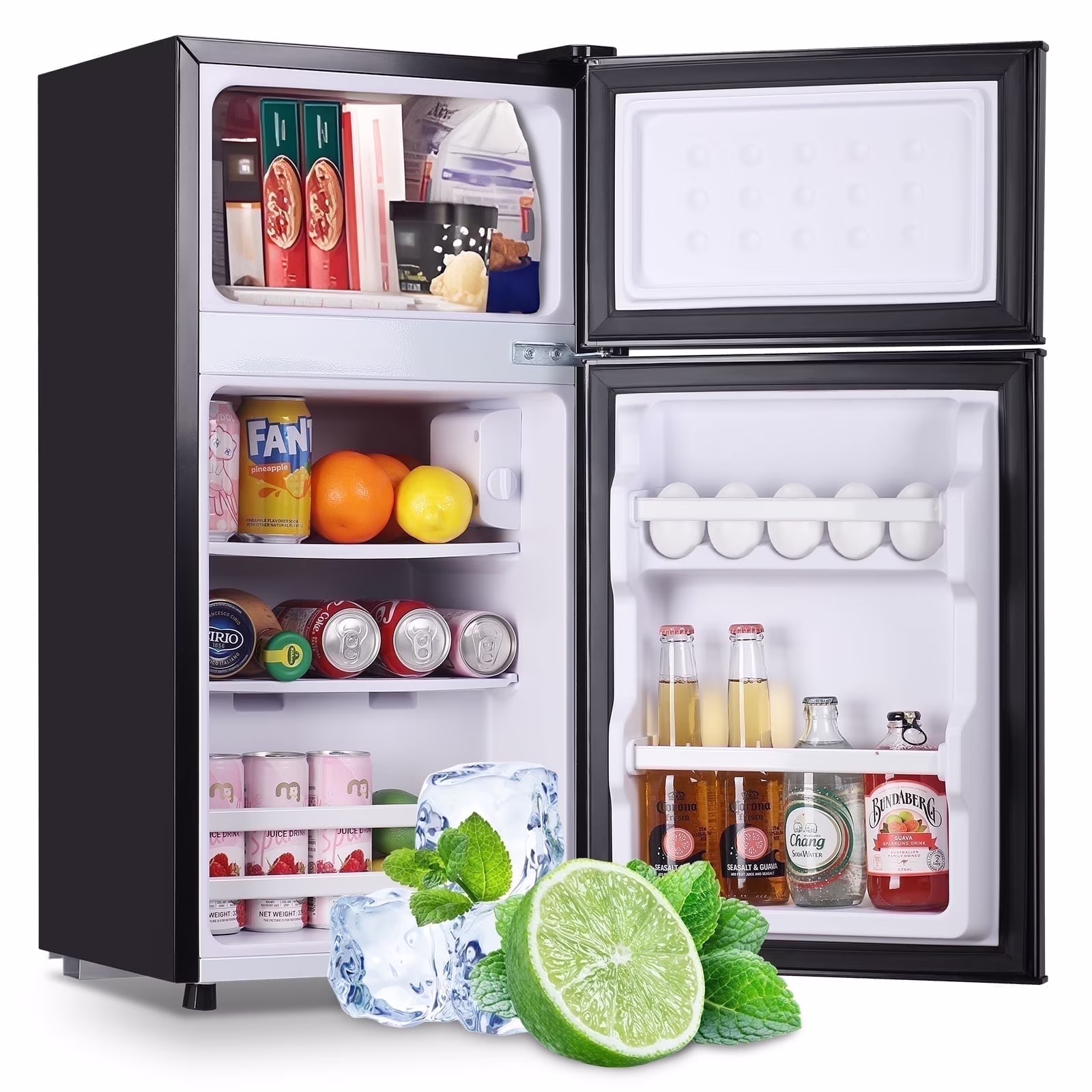 2.4 Cu.ft Mini Fridge with Freezer, Small Refrigerator Apartment Size Fridge Black, NEW(Black)