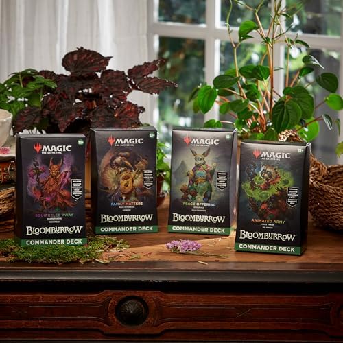 Pack Commander Bloomburrow Magic: The Gathering 2025 – Comprend les 4 decks (Animated Army, Family Matters, Peace Offering et Squirreled Away)