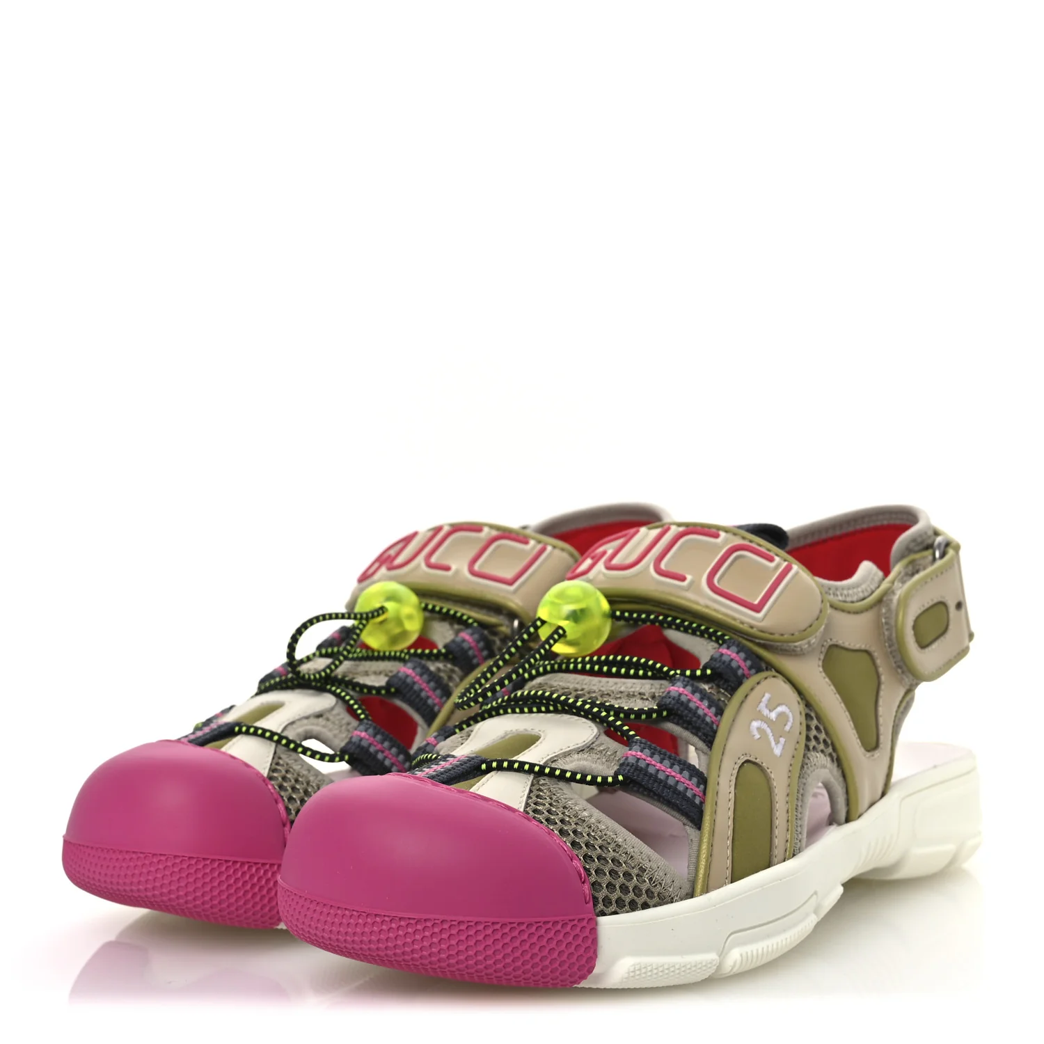 Mesh Fabric Tinsel Sport Sandals 36.5 Loess Sand Box Pink