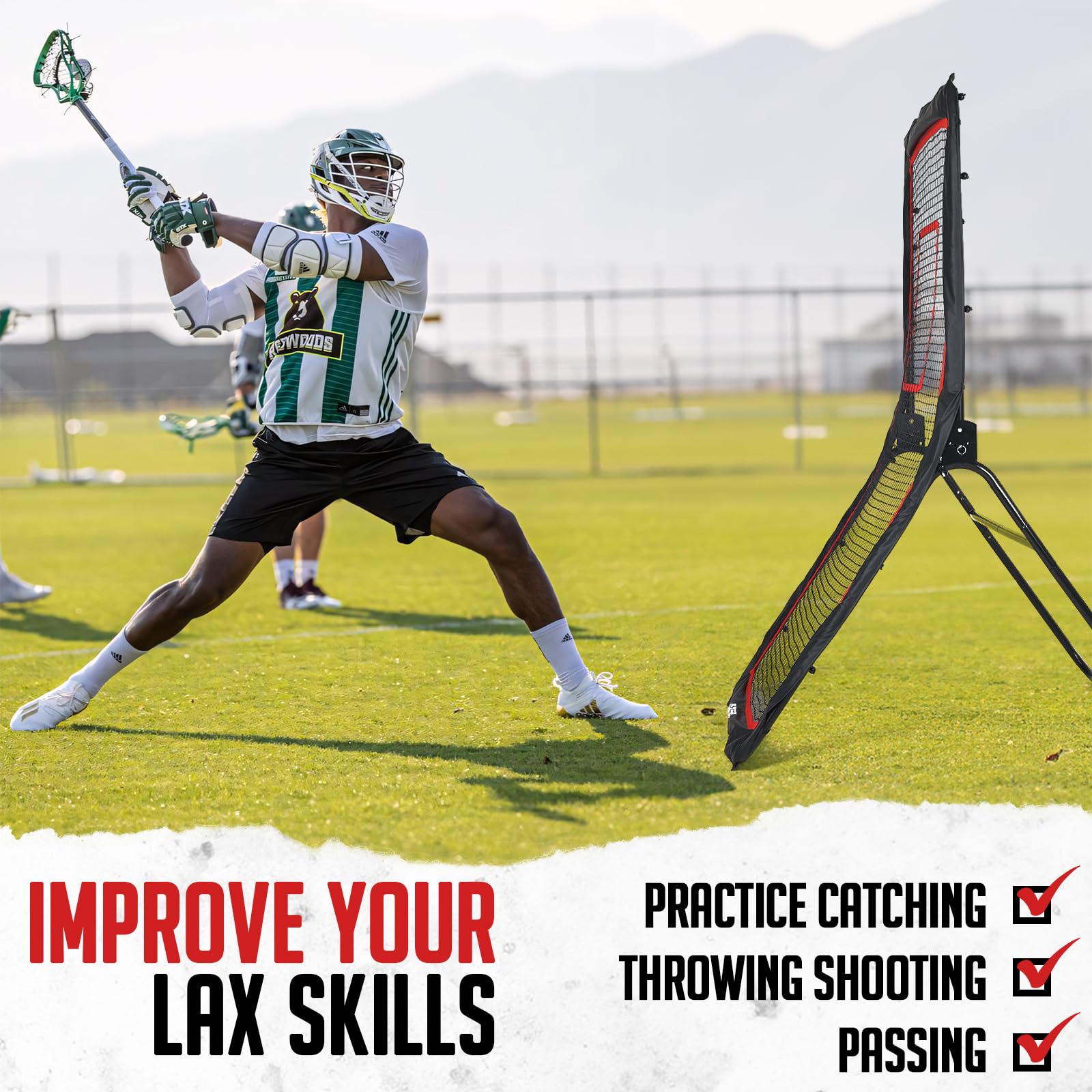 Lacrosse Rebounder, 4x7FT/4x6FT Lacrosse Rebound for Backyard with 5 Rebound Angles, Target Strip, Bounce Back Net Perfect for Lax Baseball Volleyball Soccer Practice - Image 7