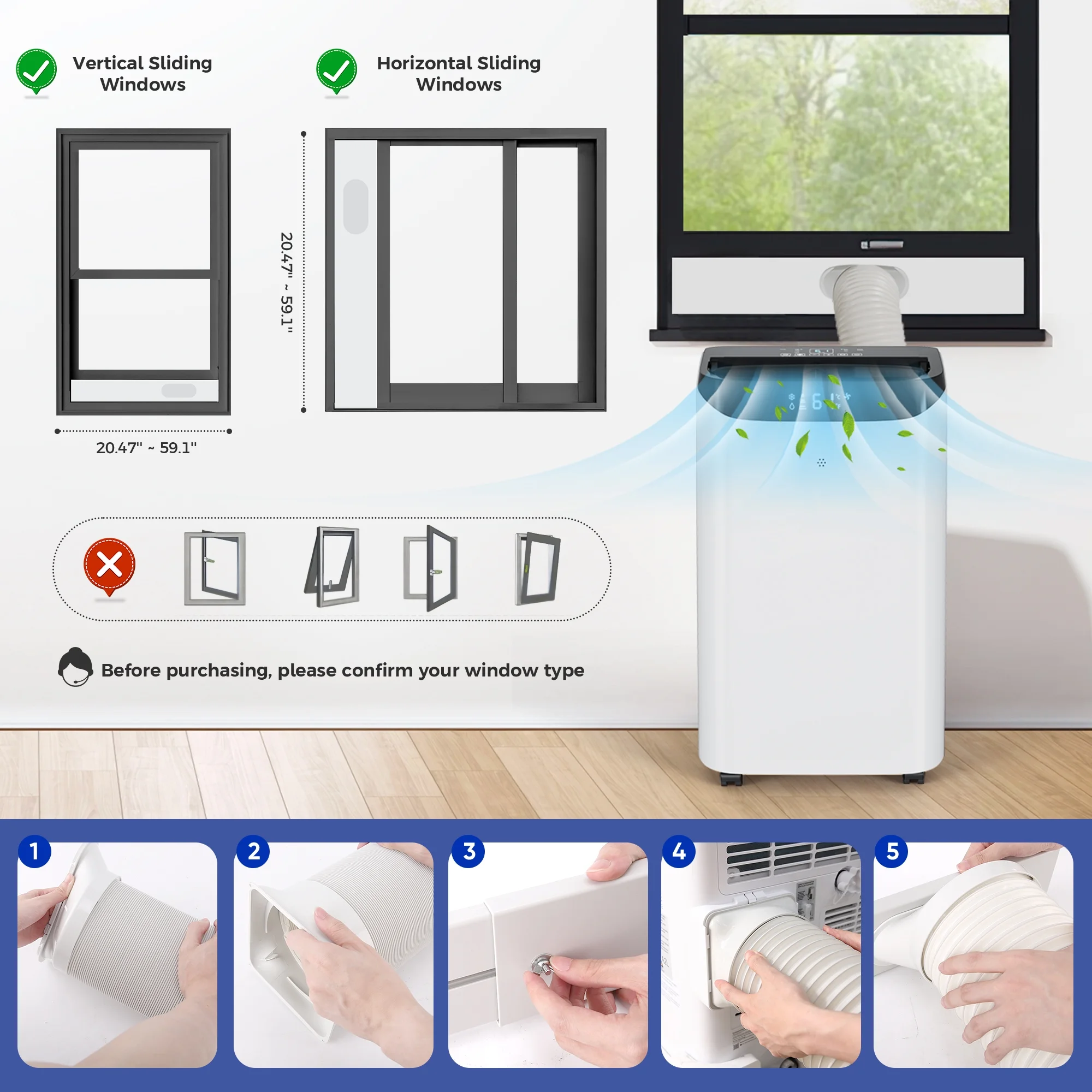 12000 BTU Portable Air Conditioner Cools up to 500 Sq. ft, 3-in-1 AC, Dehumidifier, Fan - Image 10
