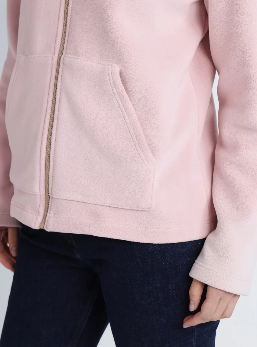 Veste zippée femme rose poudre