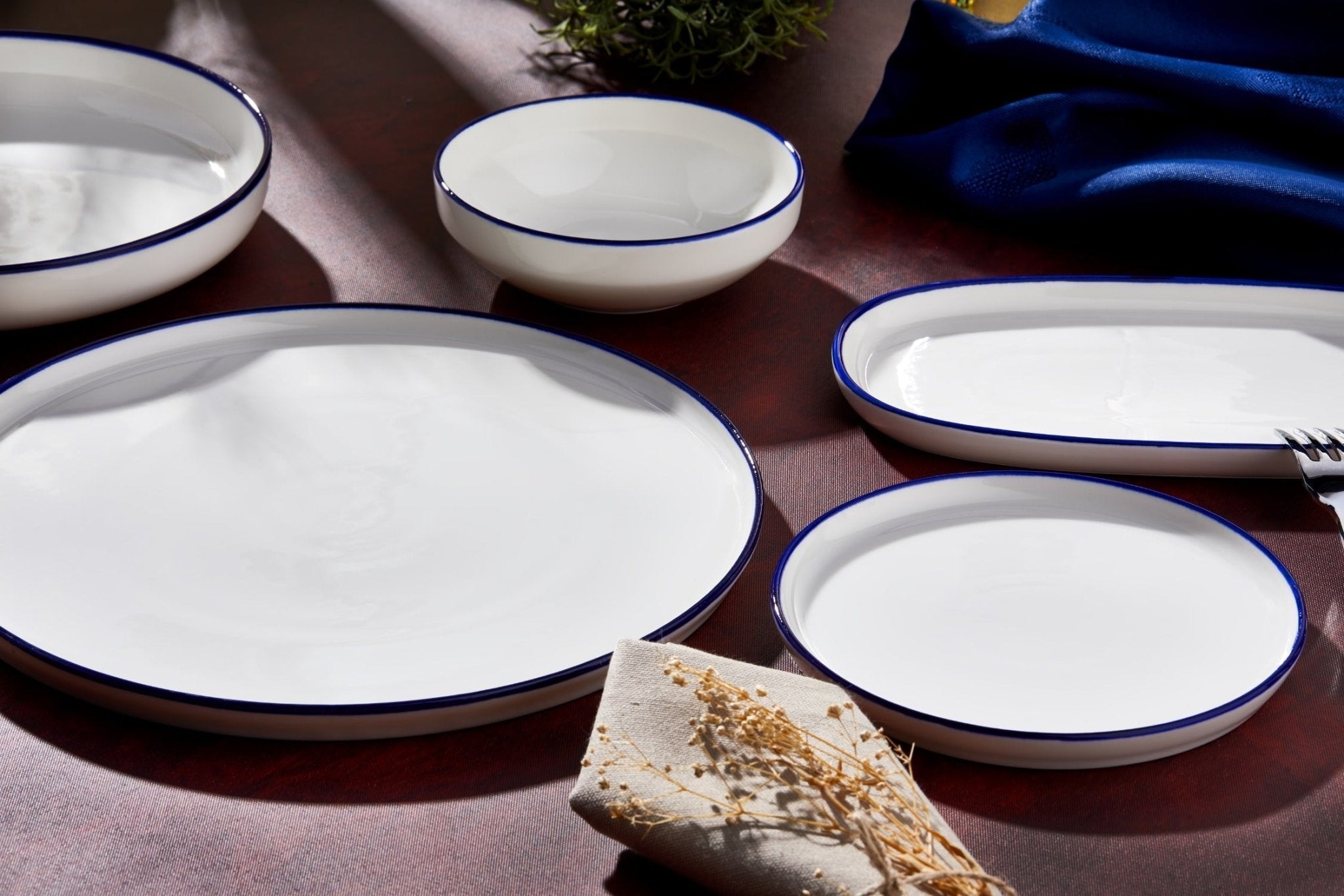 Rinart Diep bord - Blue Edge - Porselein - 22 cm (800cc) - set van 6