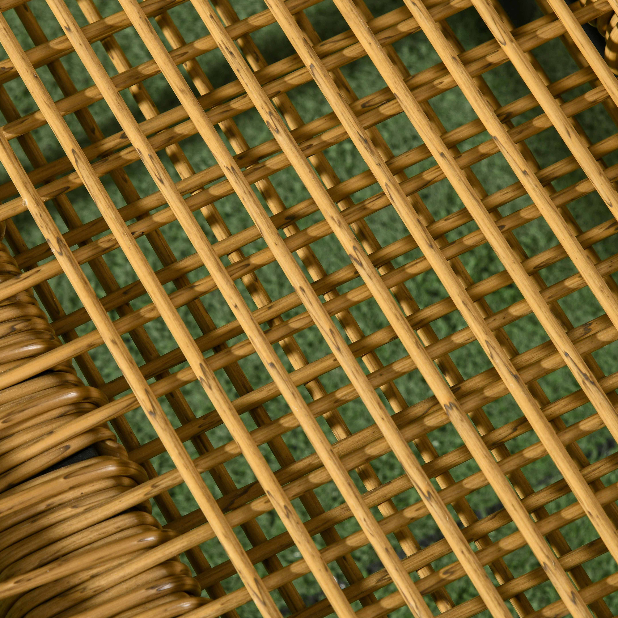 Outsunny Polyrattan Tuinstoel en Voetenbank, verstelbare leuning, Lichtbruin/Grijs/Zwart