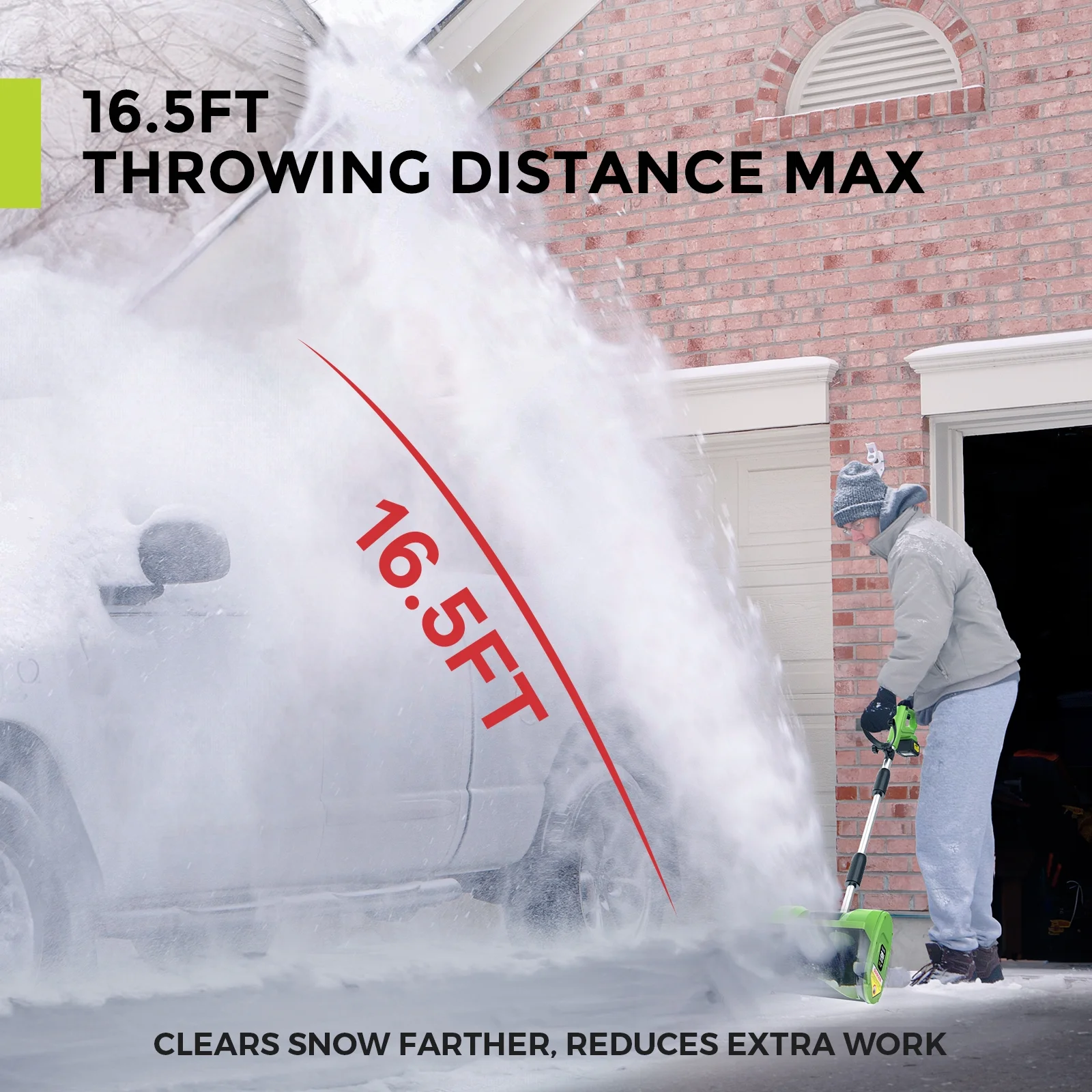 Cordless Snow Shovel, 24V | 12-Inch | 4-Ah Cordless Snow Blower, Battery Snow Blower with Directional Plate Adjustable Front Handle (4-Ah Battery Quick Charger Included)(12") - Image 6