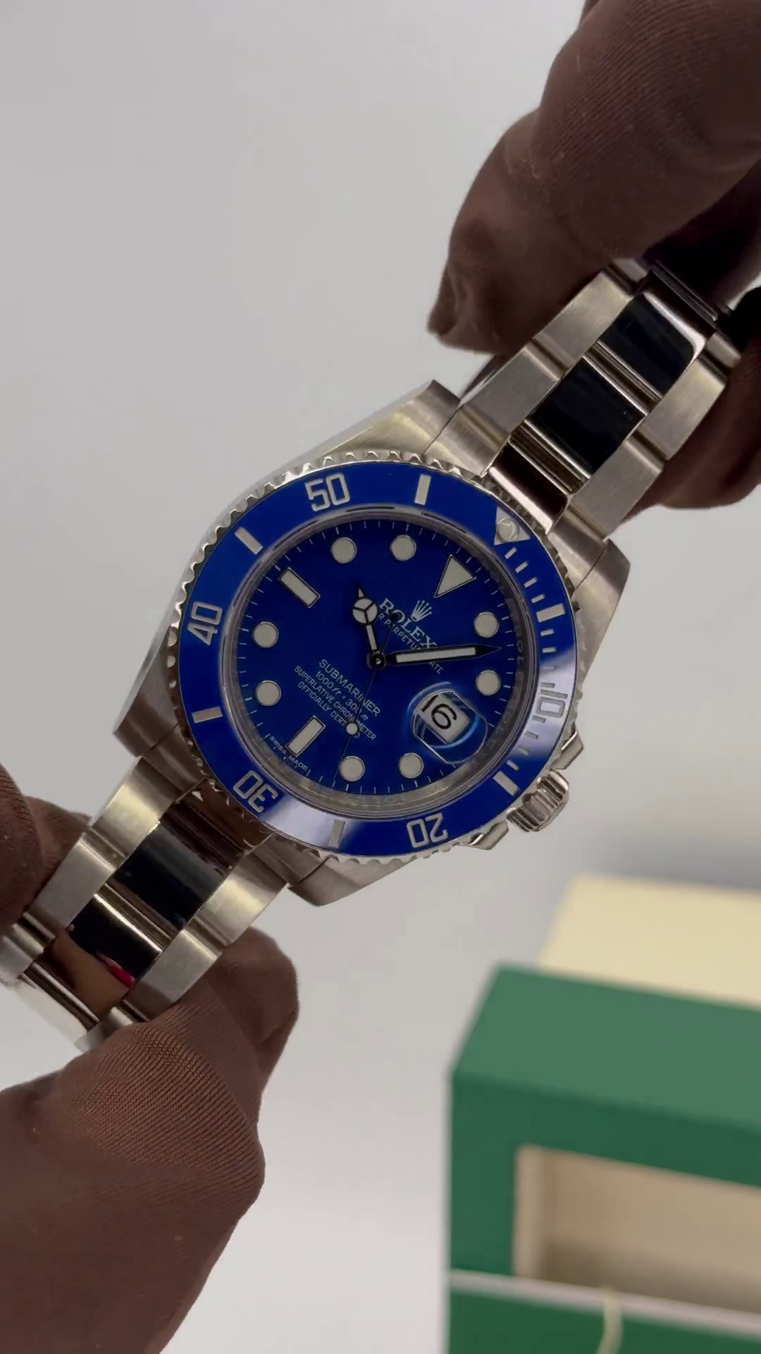 [Super Clone]Rolex Submariner Date Smurf 18ct  41mm White Gold / Blue R116619LB