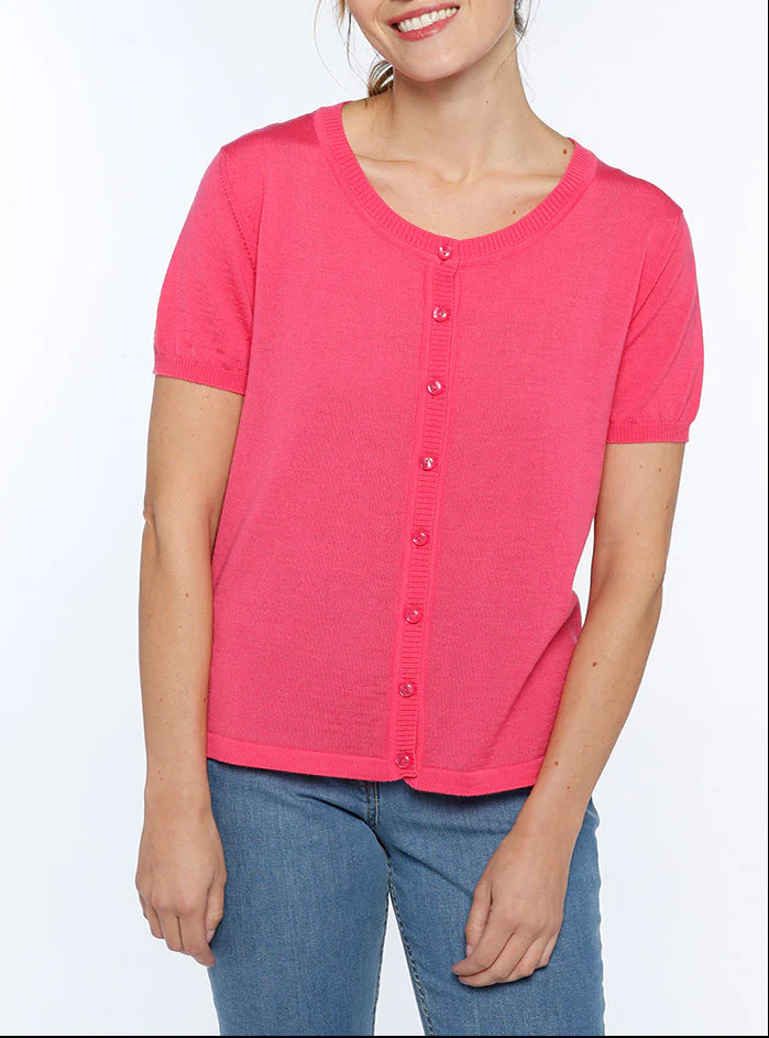 Cardigan femme manches courtes rose