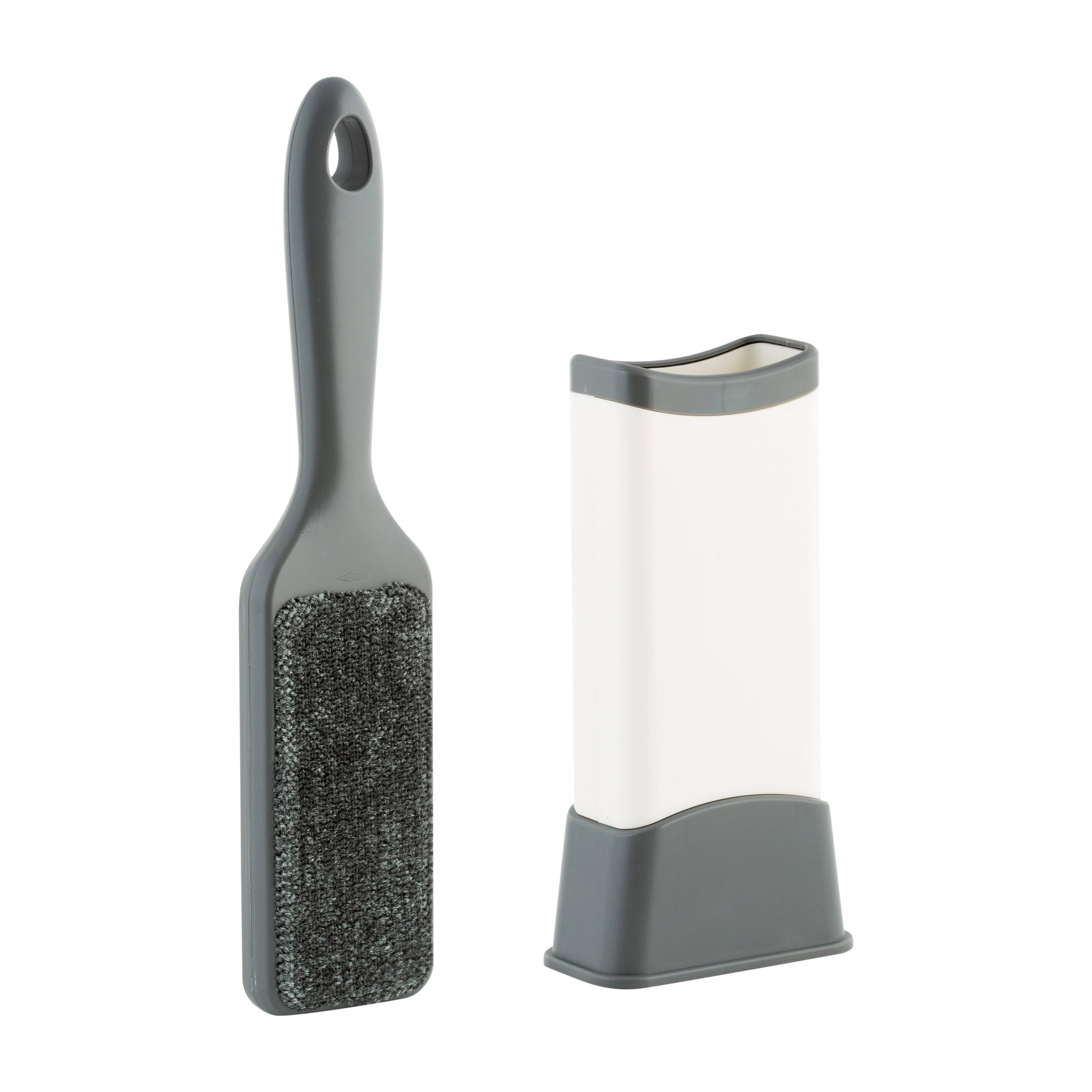 Mainstays Lint Remover Brush with Self Cleaning Cover, Grey and White, 10.4 x 3.2 x 1.7 inch, Size: 10.43 inch x 3.15 inch x 1.65 inch